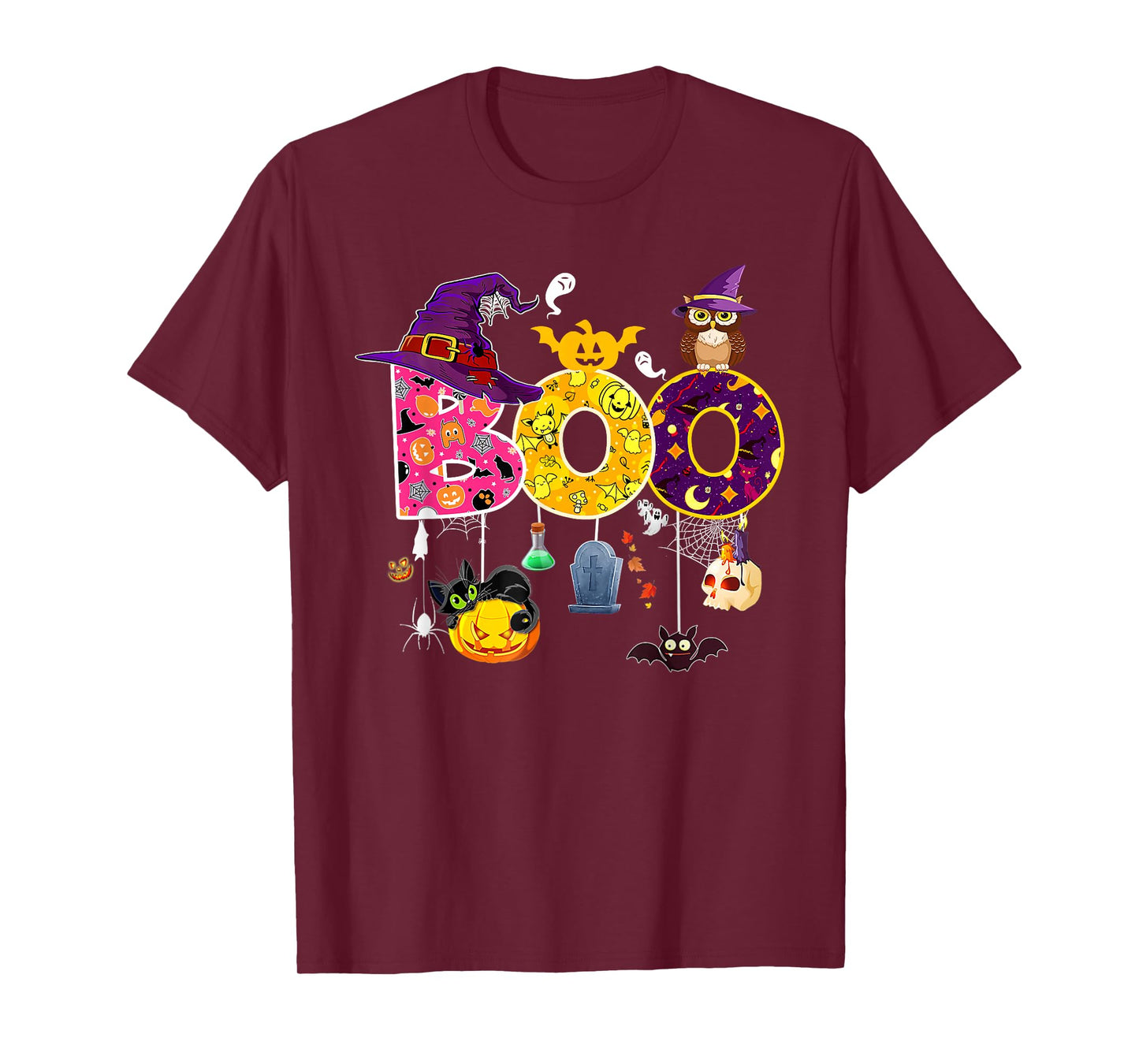 Boo Creepy Owl Pumpkin Ghost Spider Funny Halloween Costume T-Shirt