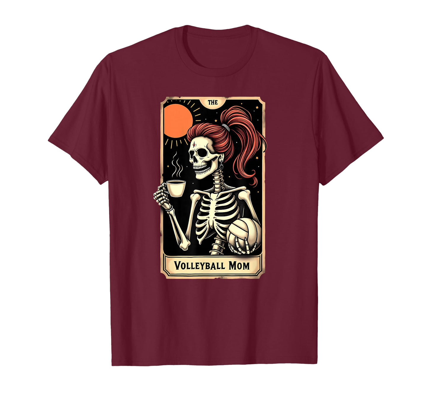 Gothic Tarot Card Skeleton Volleyball Mom Coffee T-Shirt