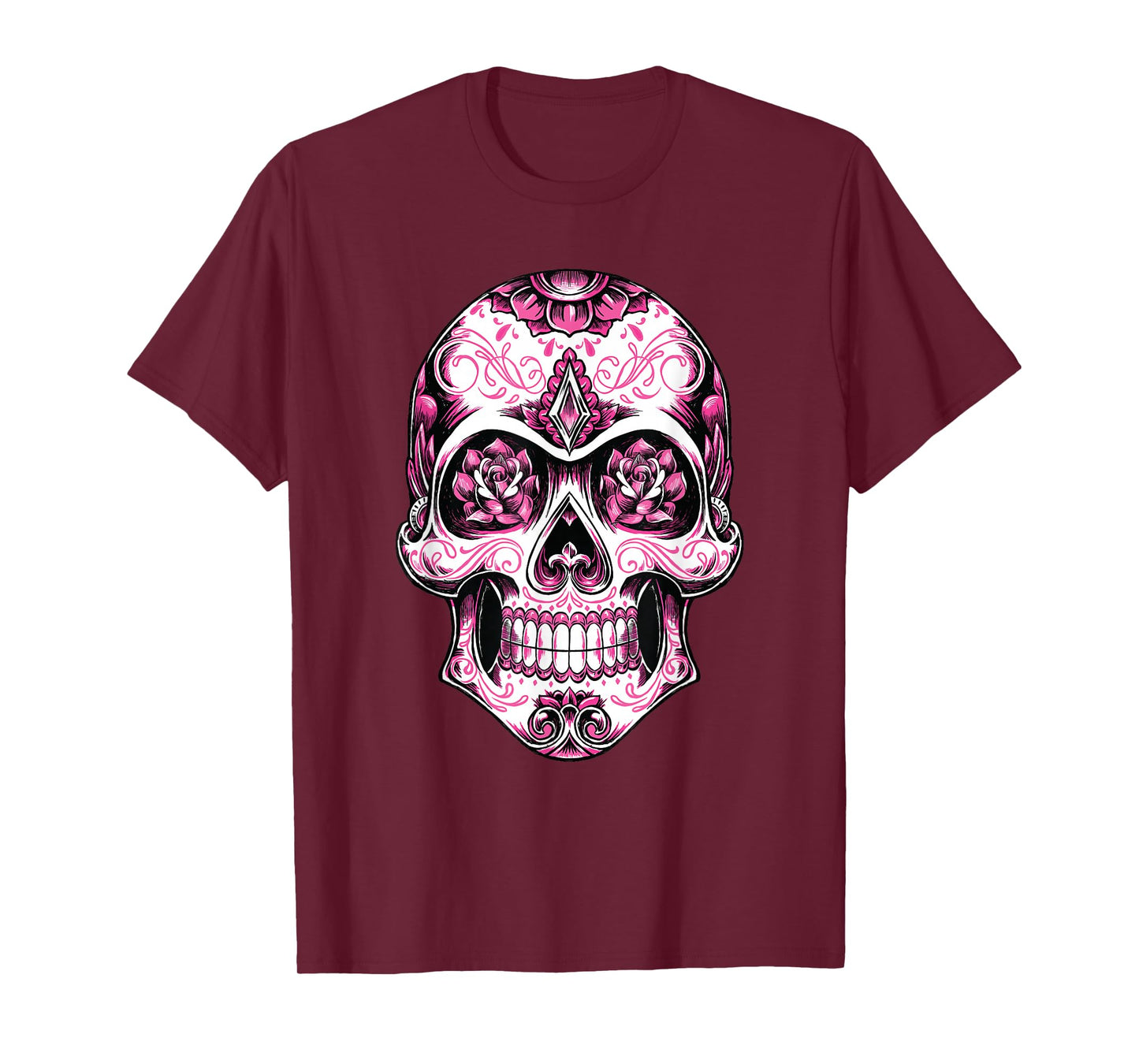 Breast Cancer Shirt Women Pink Sugar Skull T-Shirt