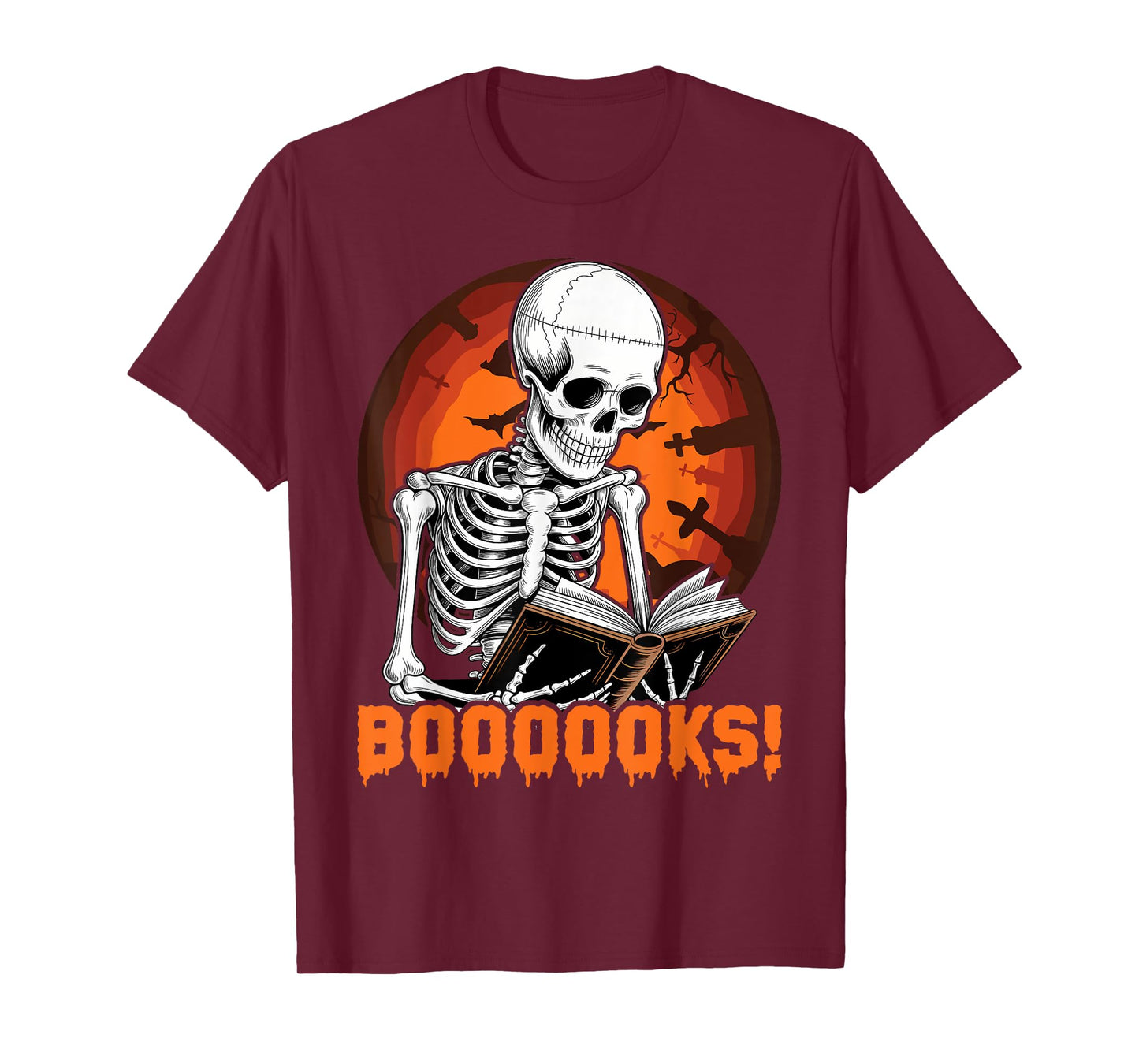 Skeleton Books Halloween Costume Funny Skull Reading T-Shirt