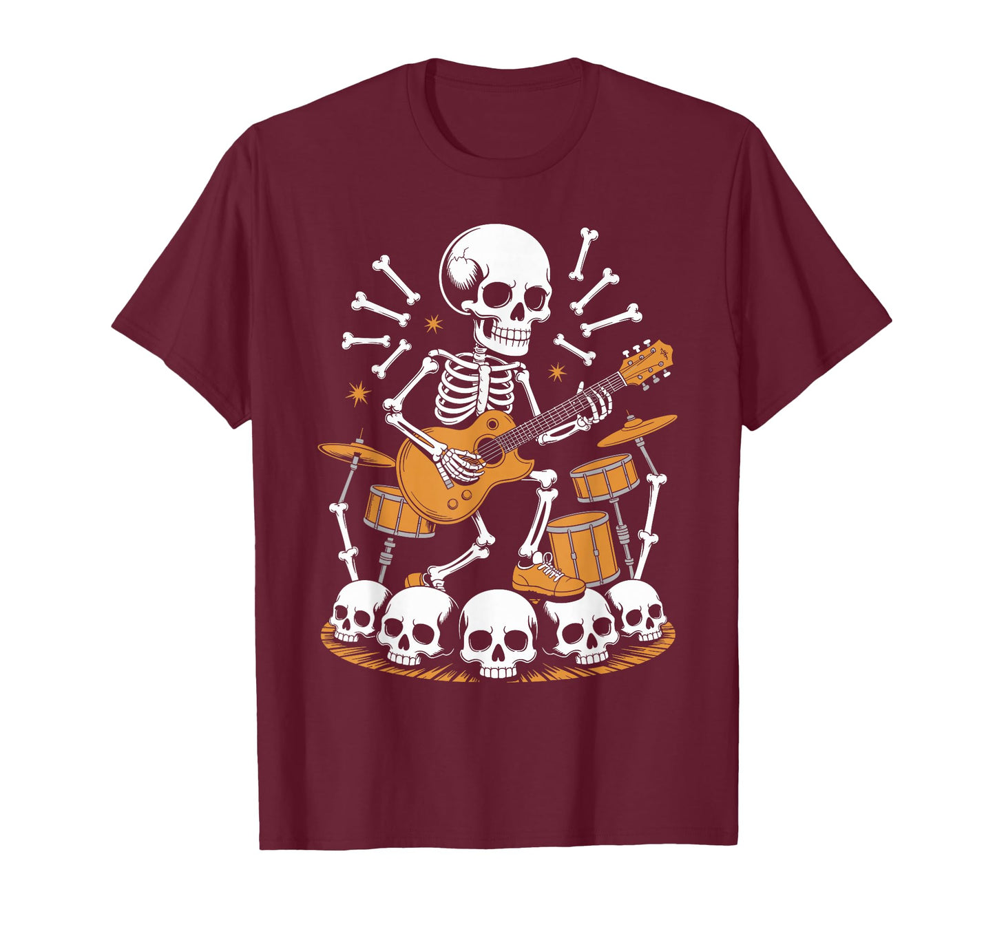 Rock & Roll Skeleton Guitarist Halloween T-Shirt