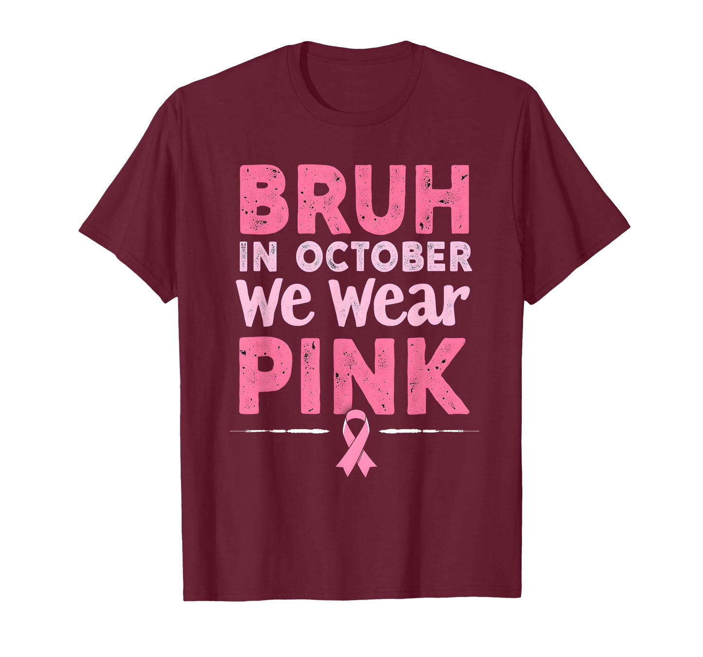 Breast Cancer Awareness Kids Boys Bruh In October Wear Pink T-Shirt