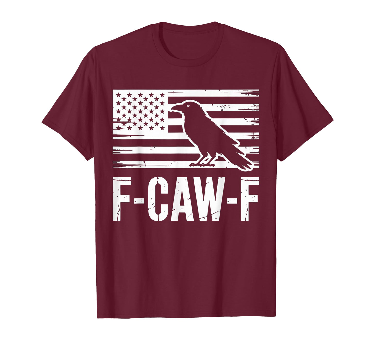 F-CAW-F Sarcastic Bird Lovers Halloween Crow USA Flag T-Shirt
