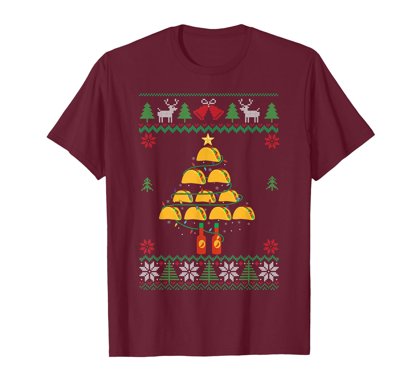 Tacos Christmas Tree Ugly Sweater Christmas Family Matching T-Shirt
