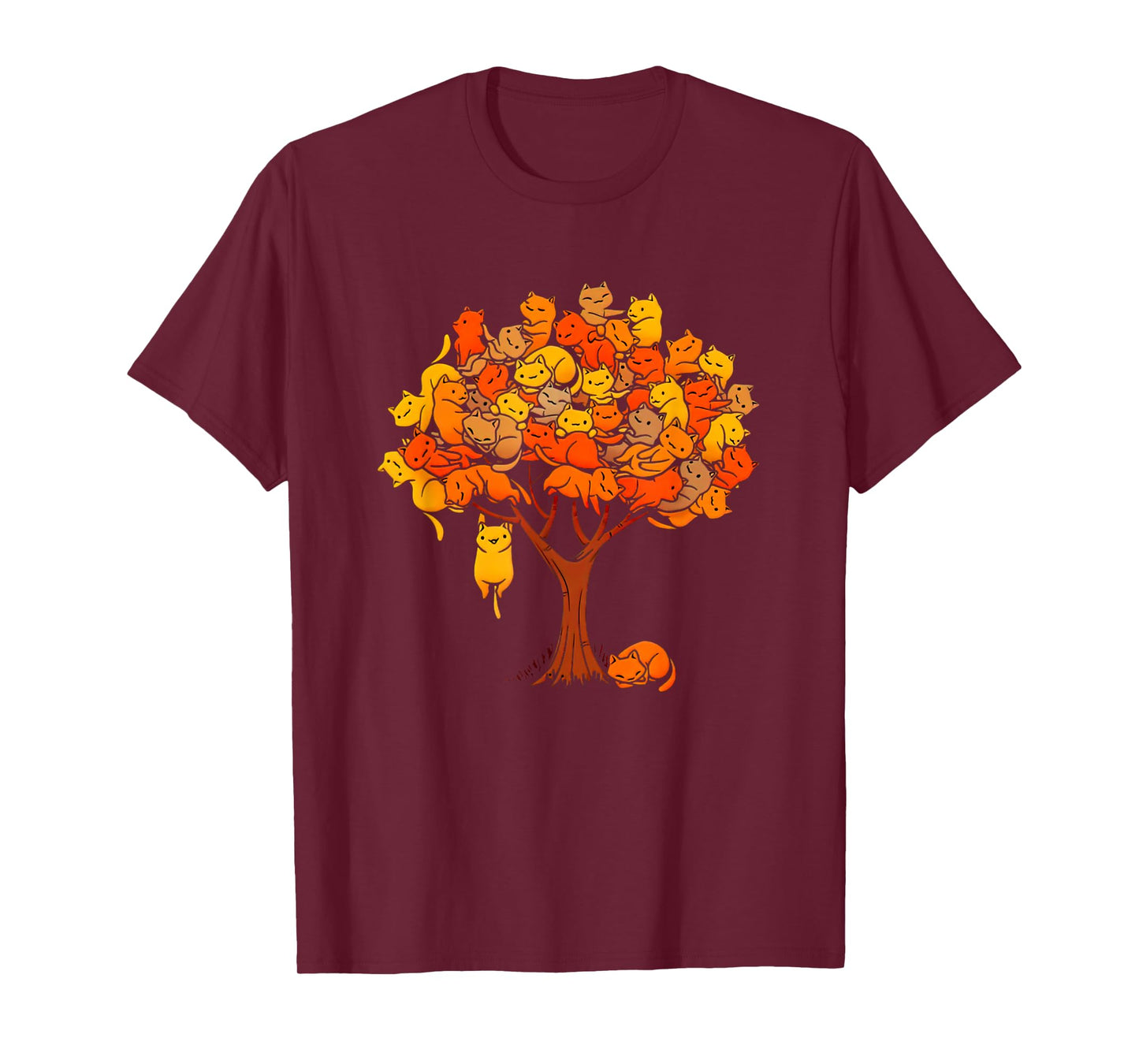 Cats And Tree Black Women's Cotton 100% T-Shirt