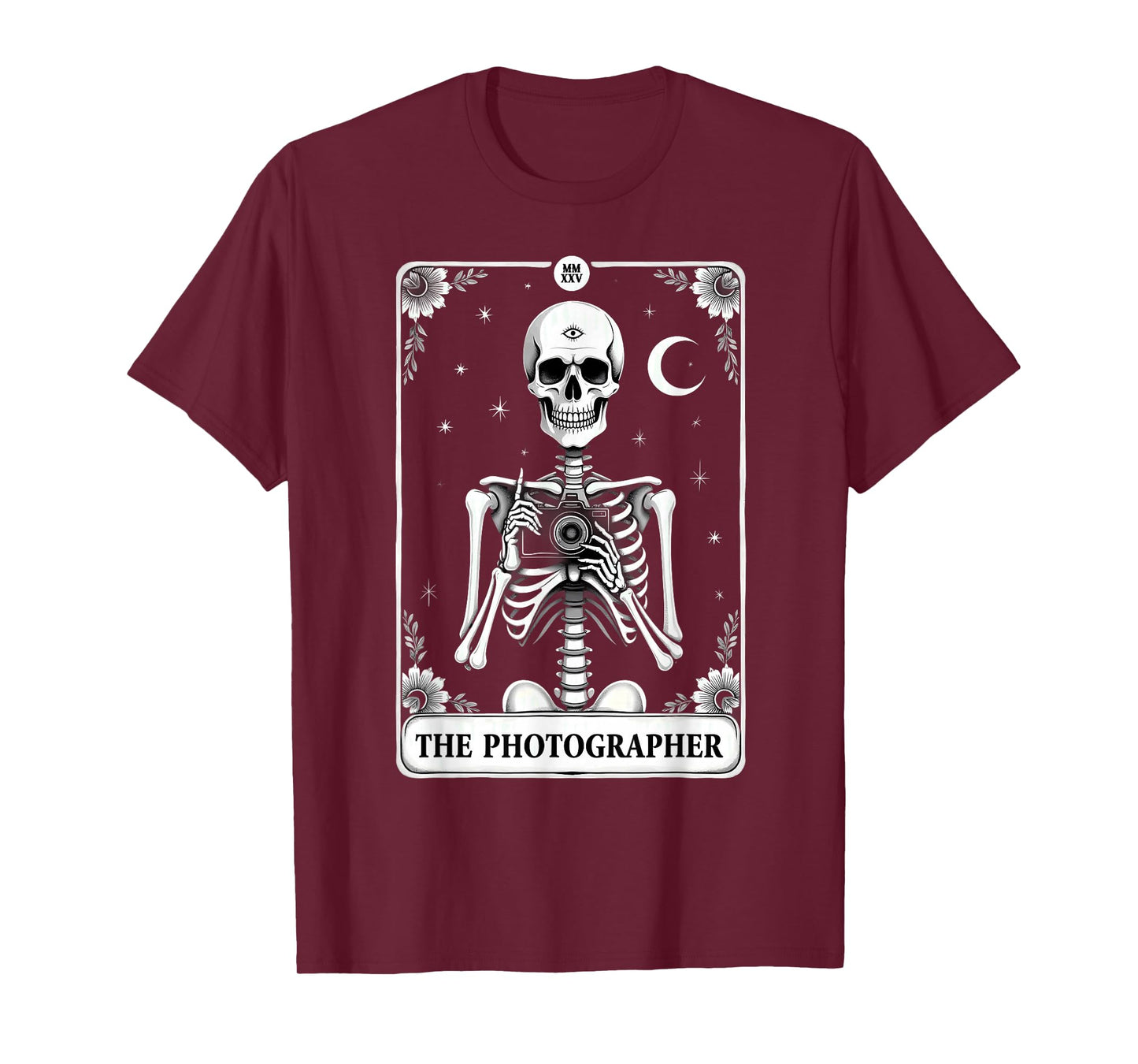 Gothic Tarot Card Cameraman The Photographer Skeleton T-Shirt