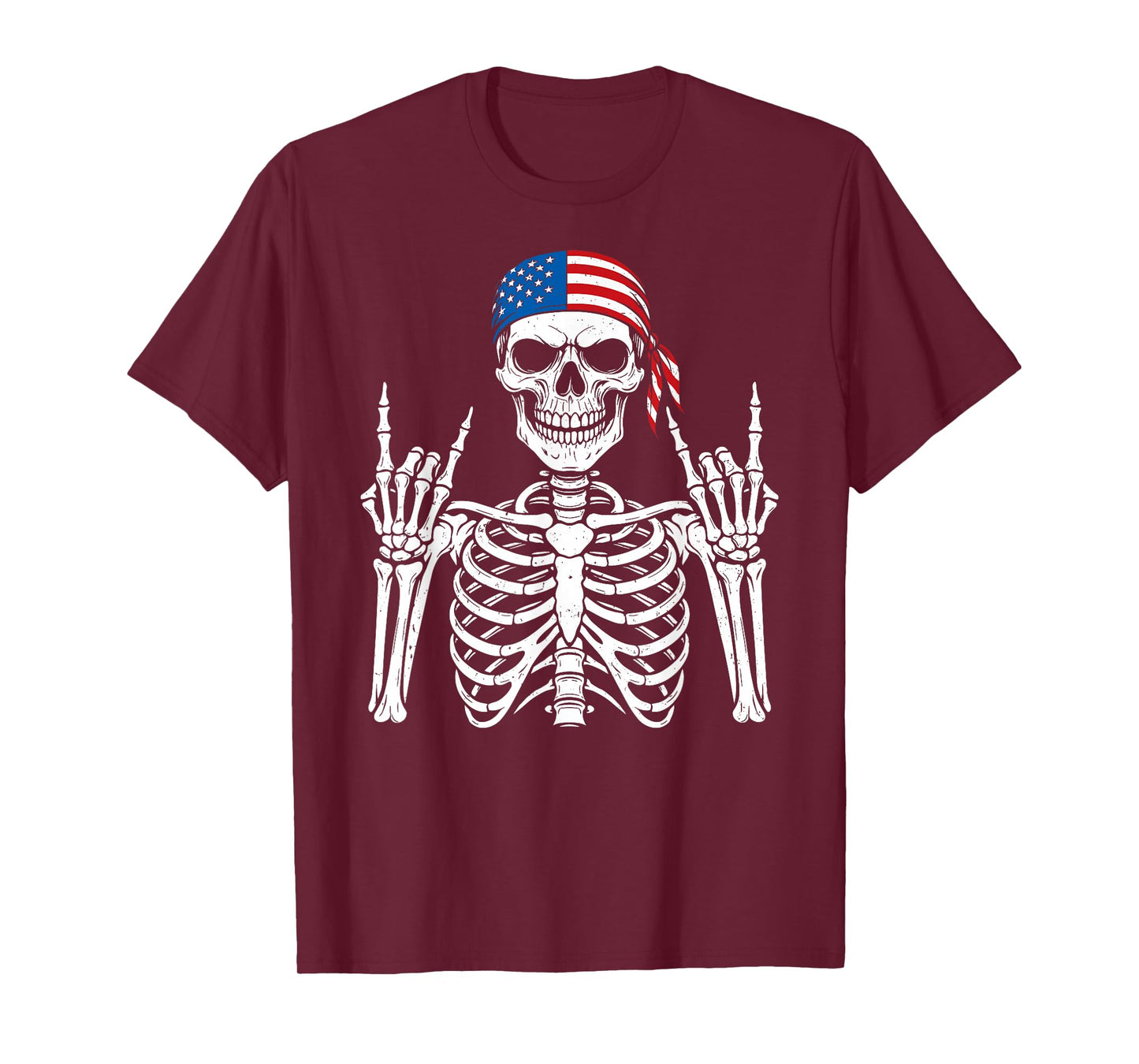 Rocker Hand Skeleton Cool Halloween Punk Rock Men Boys Kids T-Shirt