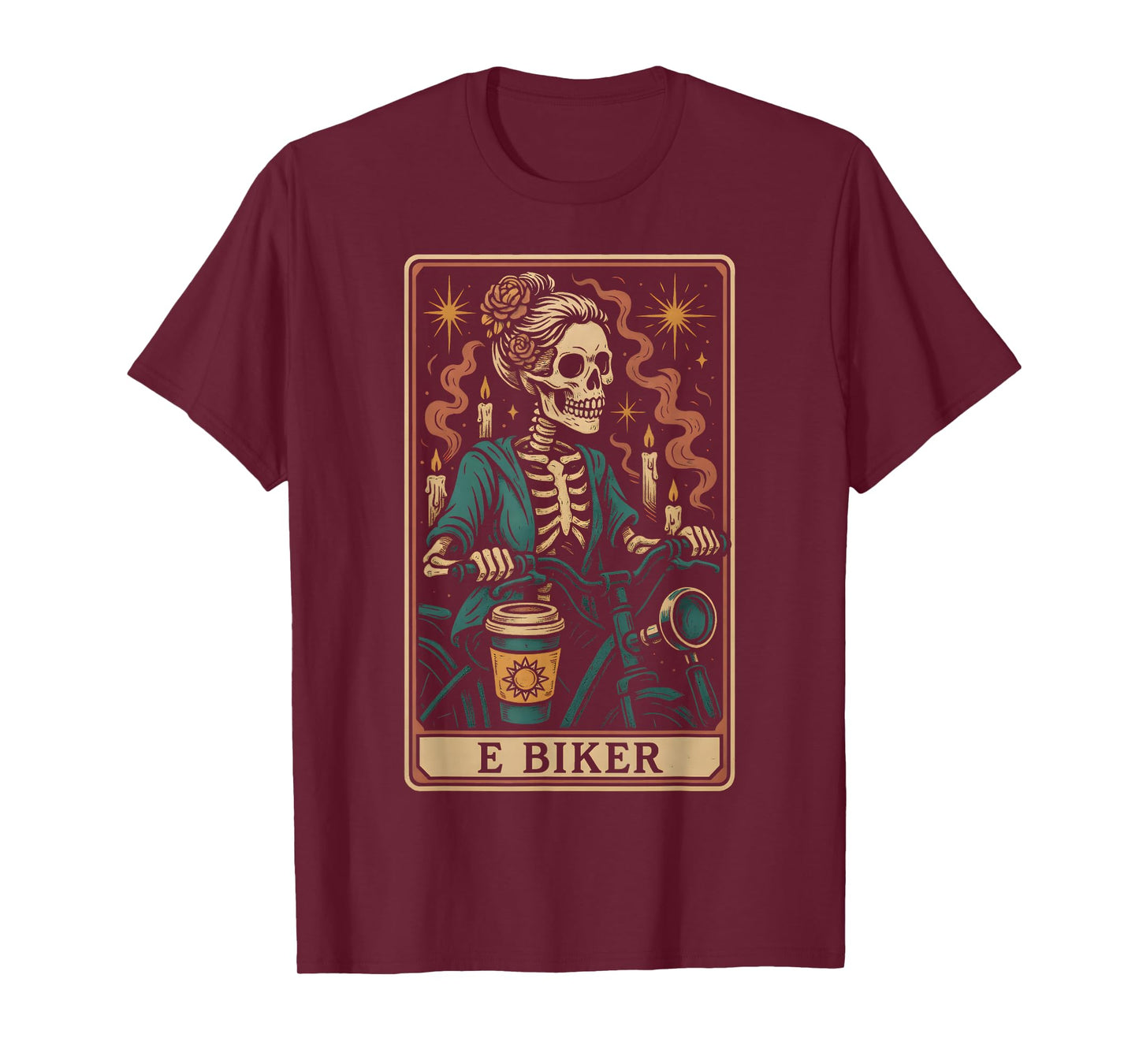 Mystic Skeleton Rider Tarot Inspired E Biker Artwork T-Shirt
