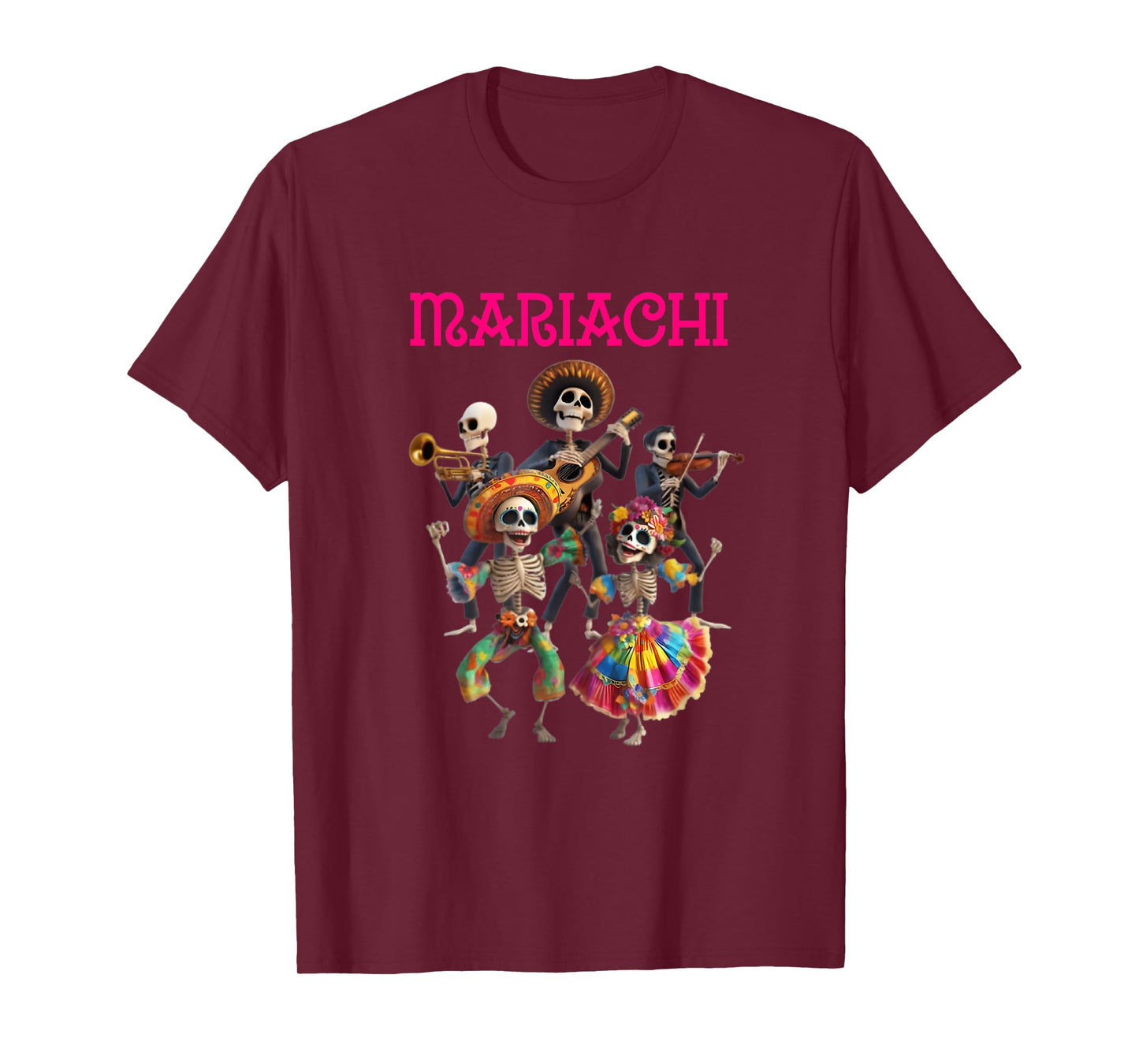 Graveyard Mariachi Funny Halloween Skeleton Band T-Shirt