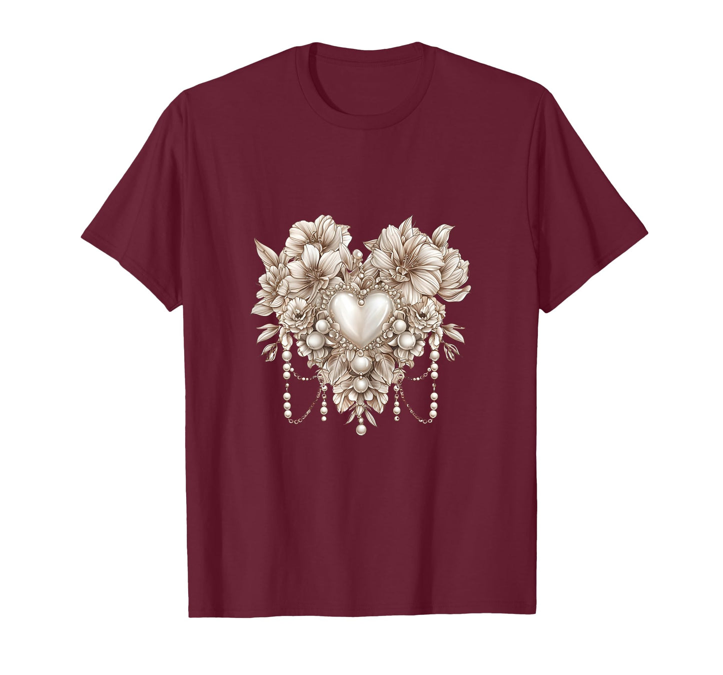 Blooming Love Pearls and Gemstone Jewel Artwork T-Shirt