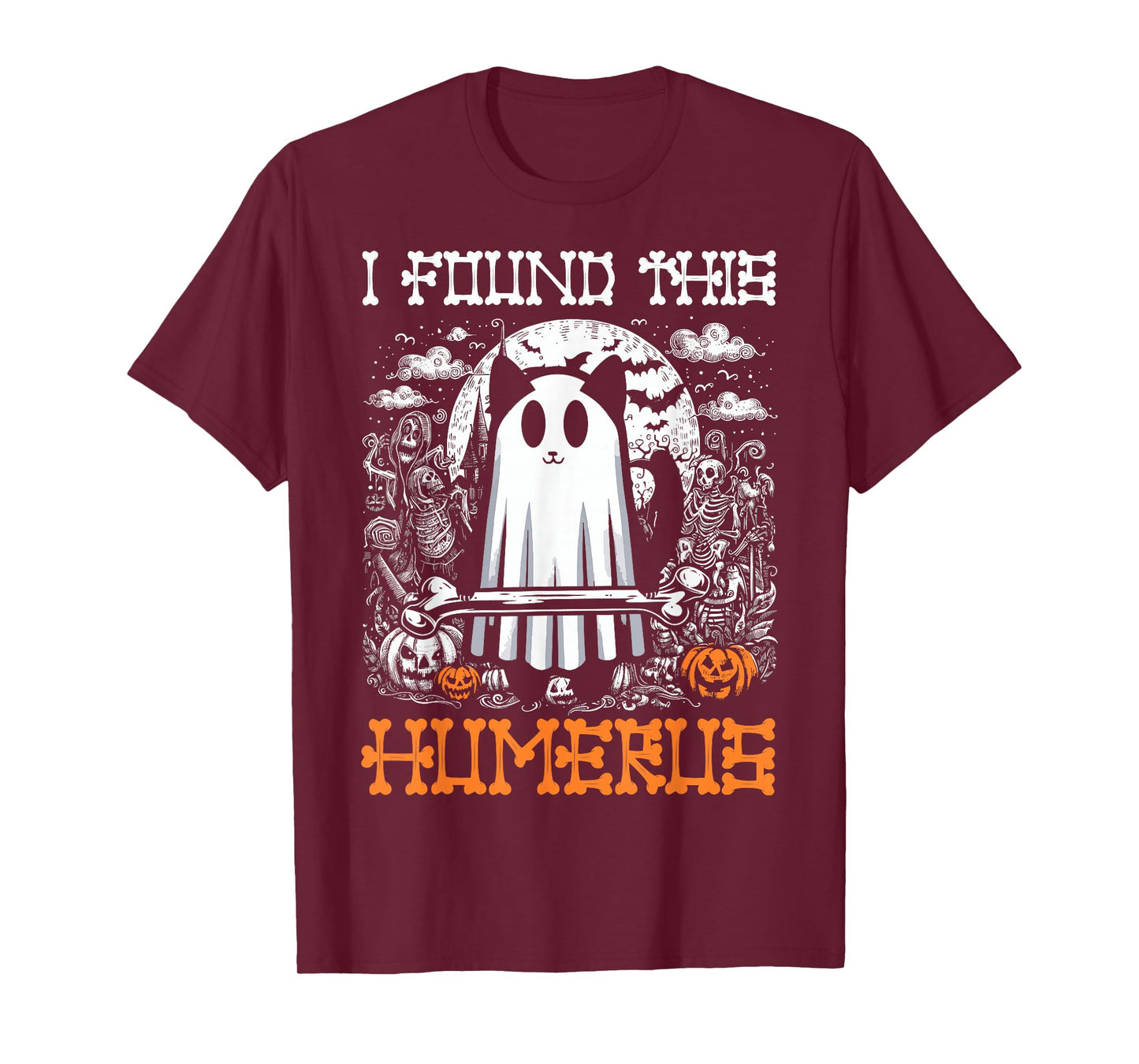 I Found This Humerus - Funny Cat Halloween T-Shirt