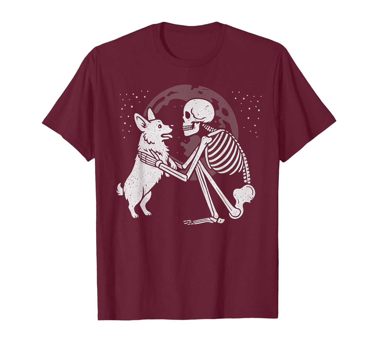Corgi Skeleton Moon Halloween Dog Lover T-Shirt