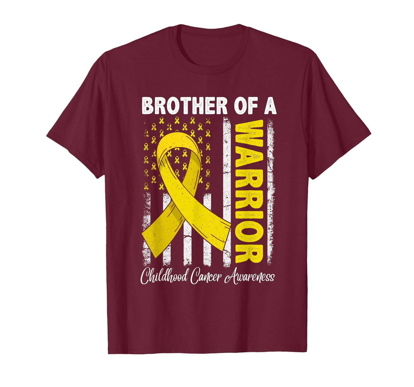 Brother Of A Warrior Childhood Cancer Awareness USA Flag T-Shirt