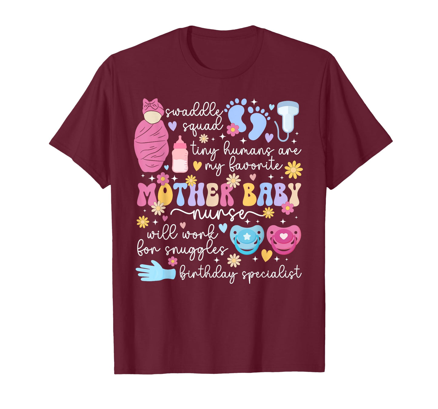 Mother Baby Nurse Groovy Postpartum Nurse Mom Baby Nurse T-Shirt