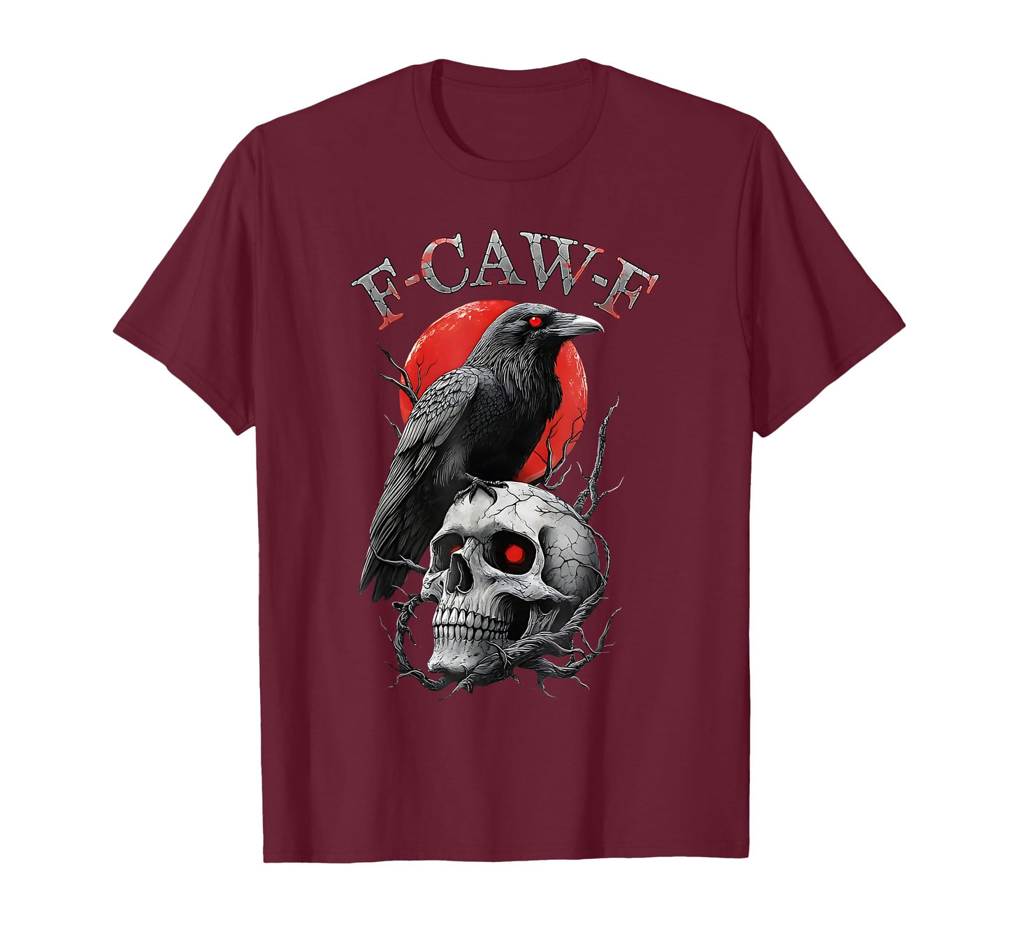 F-Caw-F Black Crow Pun Funny Bird Moon Gothic Halloween T-Shirt