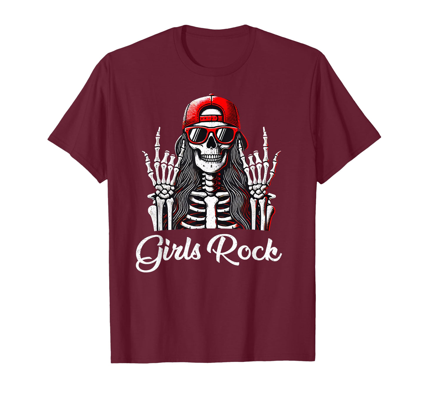 Girls Rock Rock'n Roll Girl Skeleton Rocker Cool Punk Rock T-Shirt