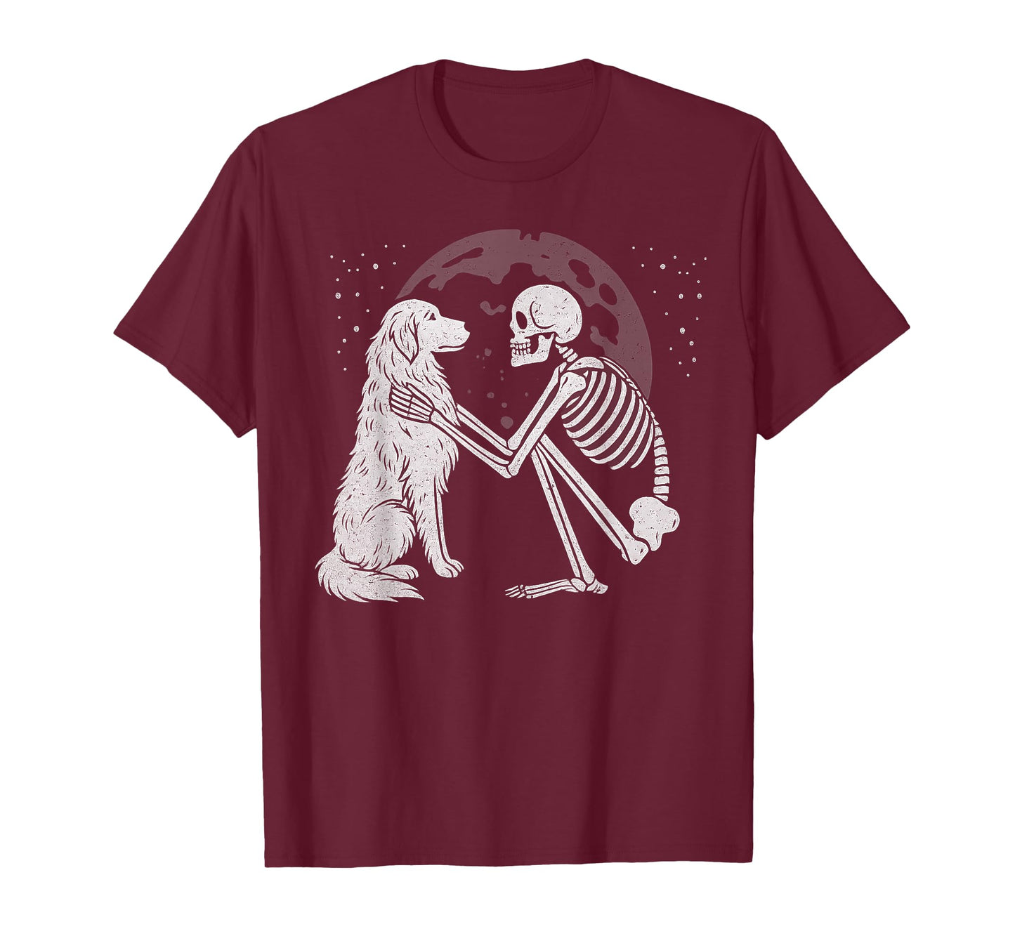 Golden Retriever Skeleton Moon Halloween Dog Lover T-Shirt