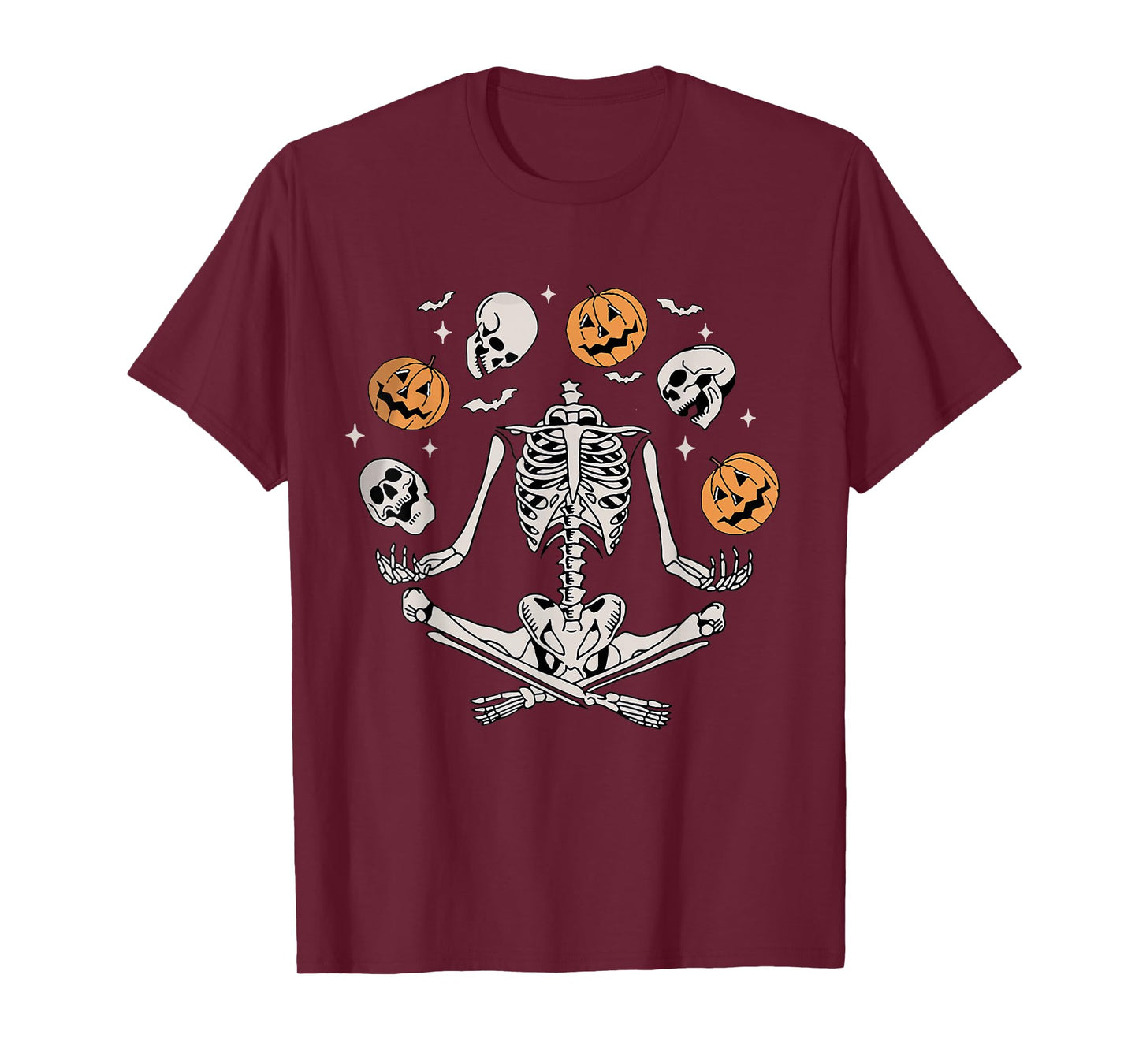 Retro Skeleton Halloween Spooky Season Pumpkin Skull Funny T-Shirt