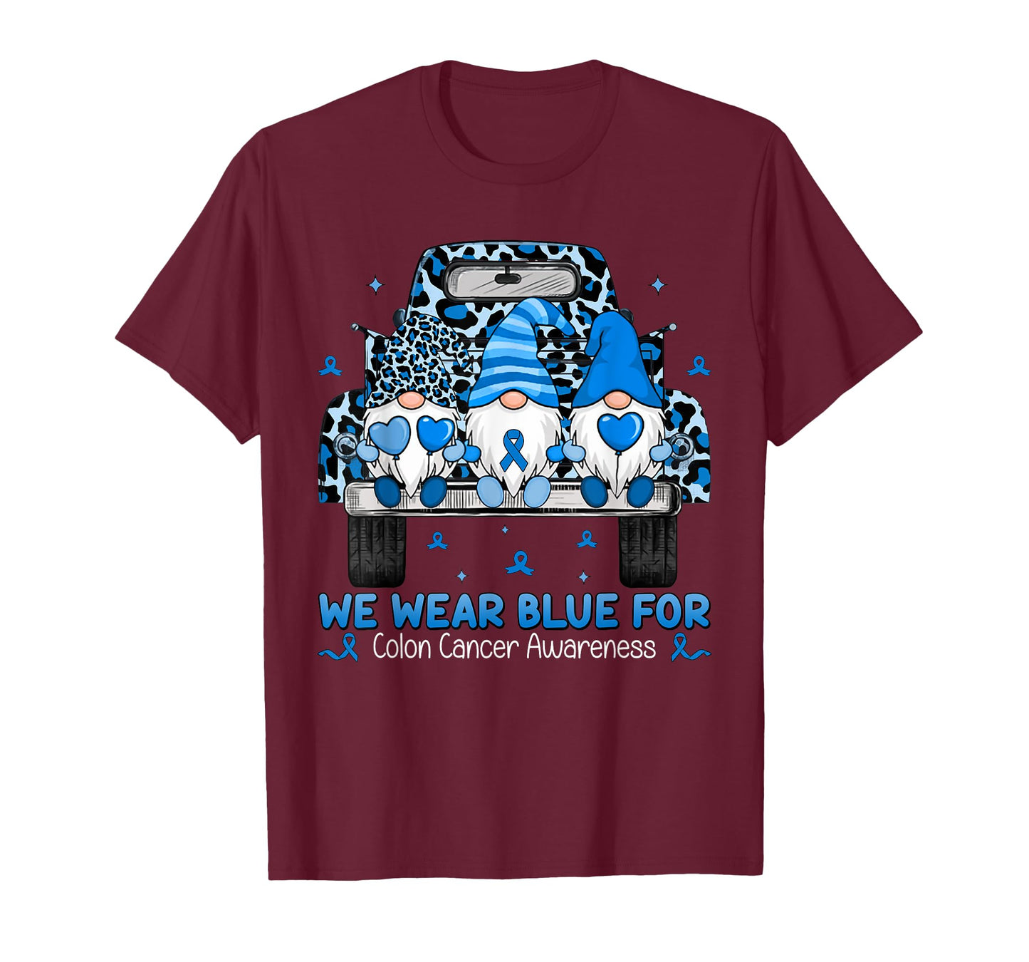 Gnome and Truck We Wear Blue For Colon Cancer Awareness T-Shirt