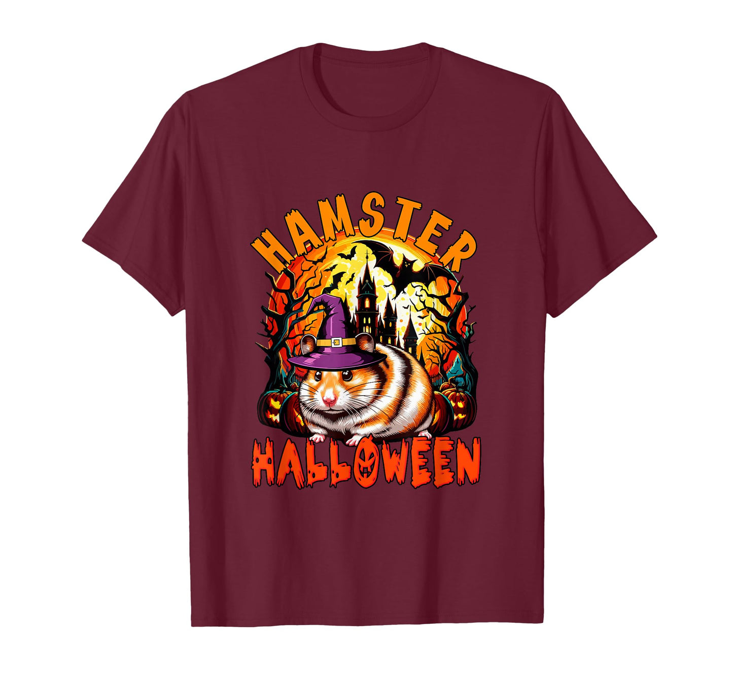 Hamster Halloween Cosplay Witch Horror Carved Pumpkins T-Shirt