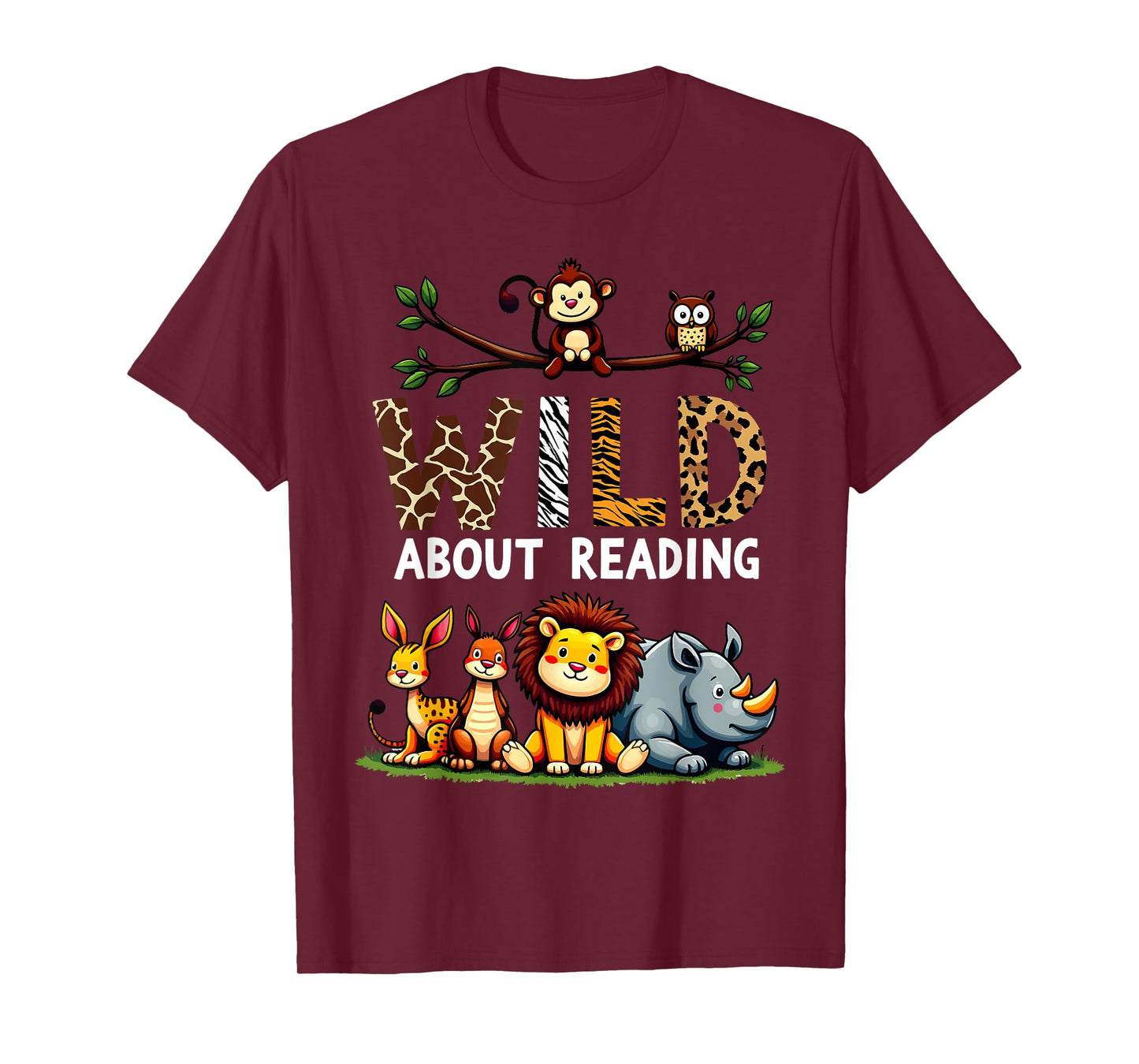 Wild About Reading Safari Animals Book Lover Librarian T-Shirt