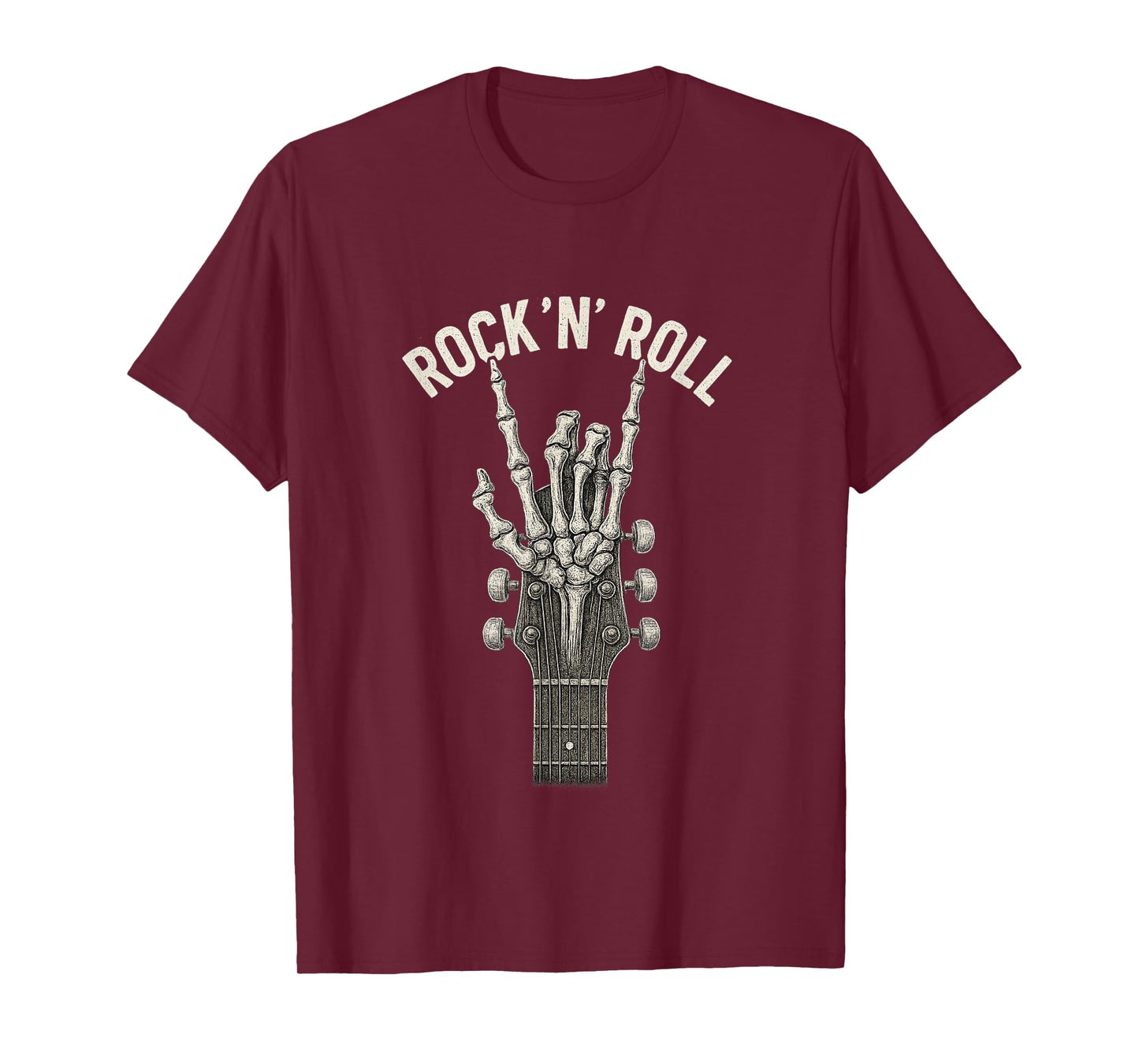 Rock On Skeleton Hand Guitar Guitarist Rock Band Halloween T-Shirt