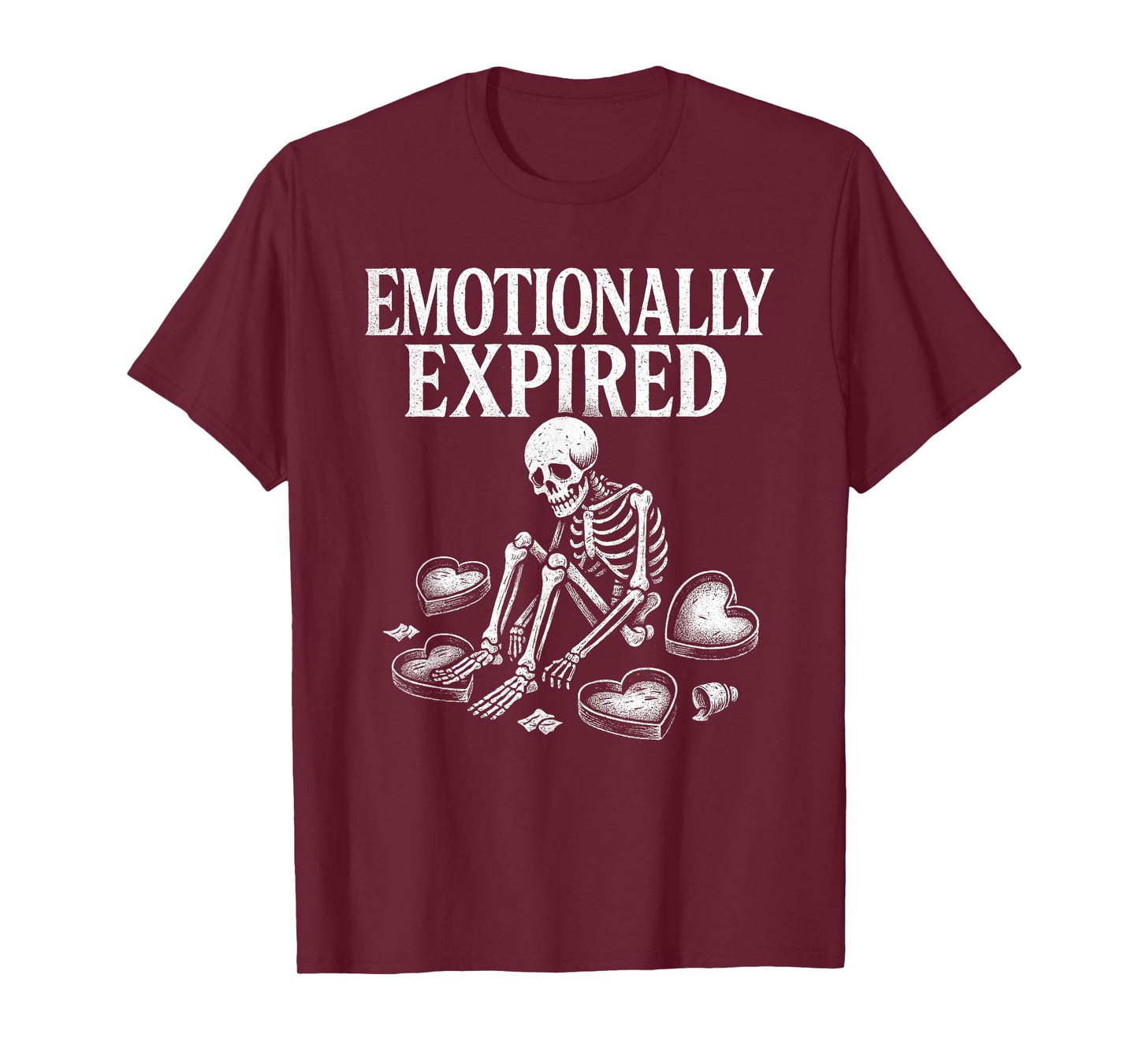 Emotionally Expired Gothic Aesthetic Artwork Skeleton Humor T-Shirt