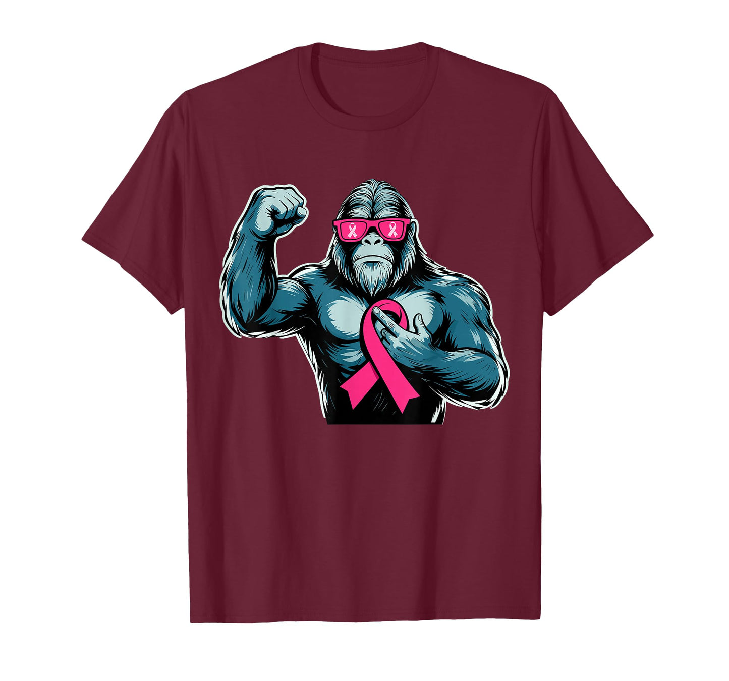 Bigfoot Breast Cancer Awareness Sasquatch Pink Ribbon Women T-Shirt