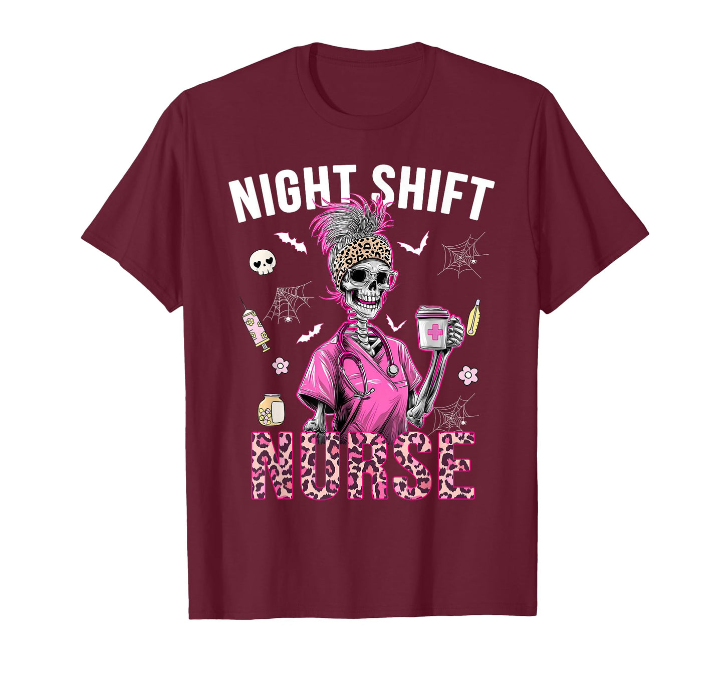 Nurse RN ICU Night Shift Skeleton T-Shirt