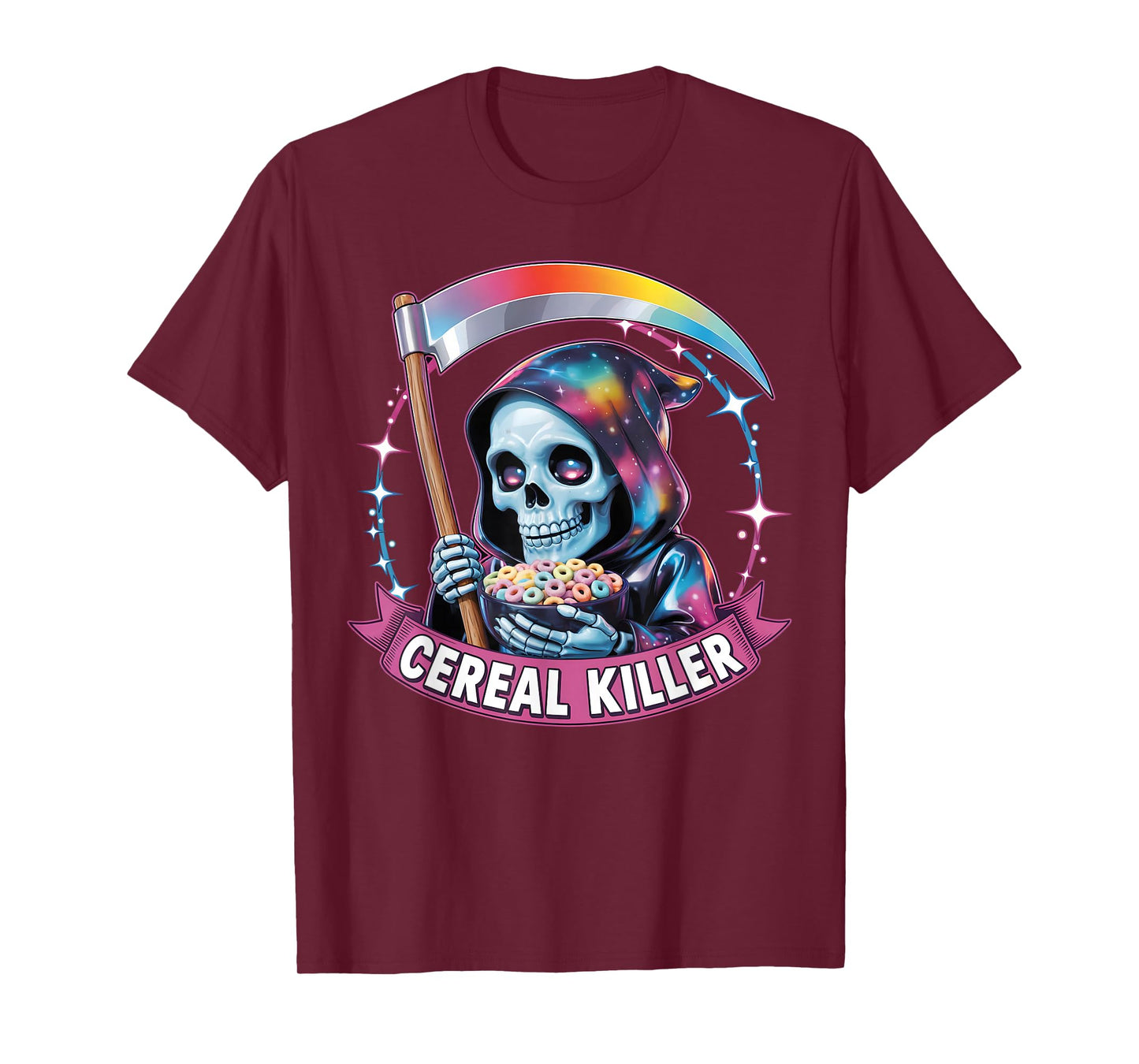 Cereal Killer Spooky Pastel Vaporwave Grim Reaper Halloween T-Shirt