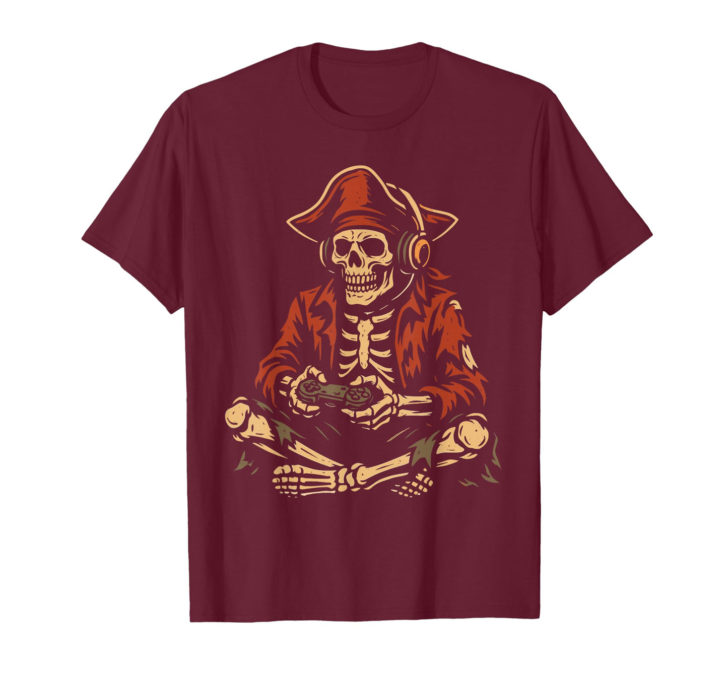 Halloween Pirate Skeleton Gamer Video Gaming Boys Men Kids T-Shirt
