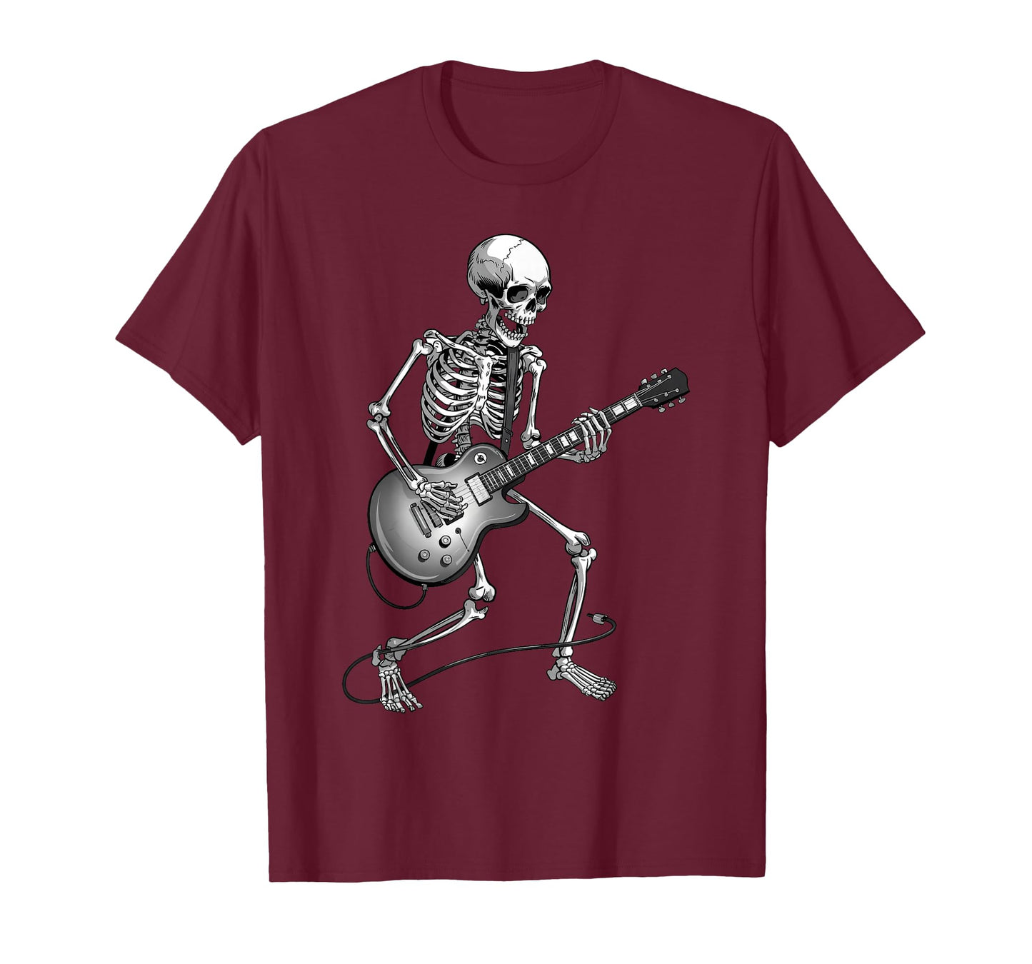 Kids Halloween Rocker Skeleton Playing Electric Guitar Music T-Shirt