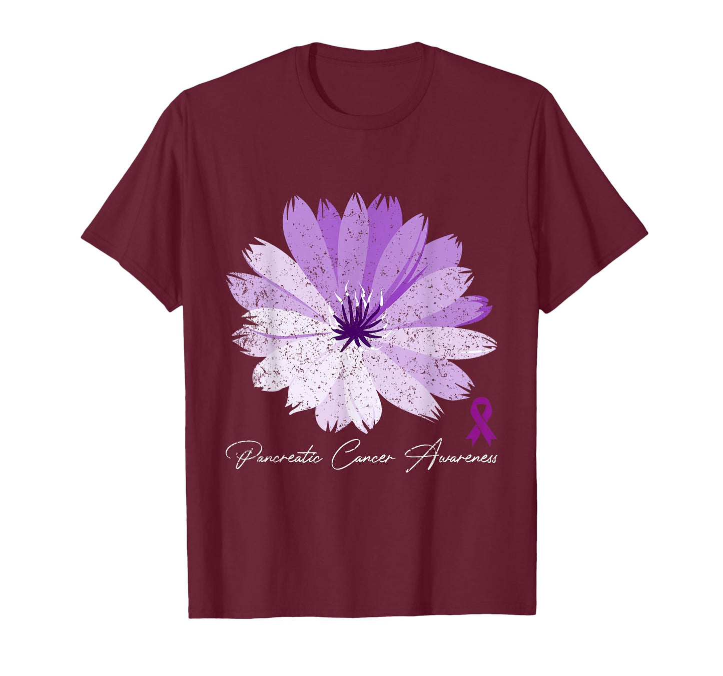 Flower Purple Ribbon Pancreatic Cancer Awareness T-Shirt