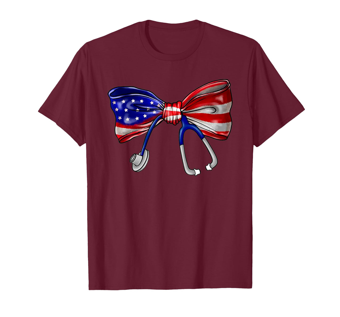 Nurse Nurse RN ER 4th July America Coquette Bow Stethoscope T-Shirt