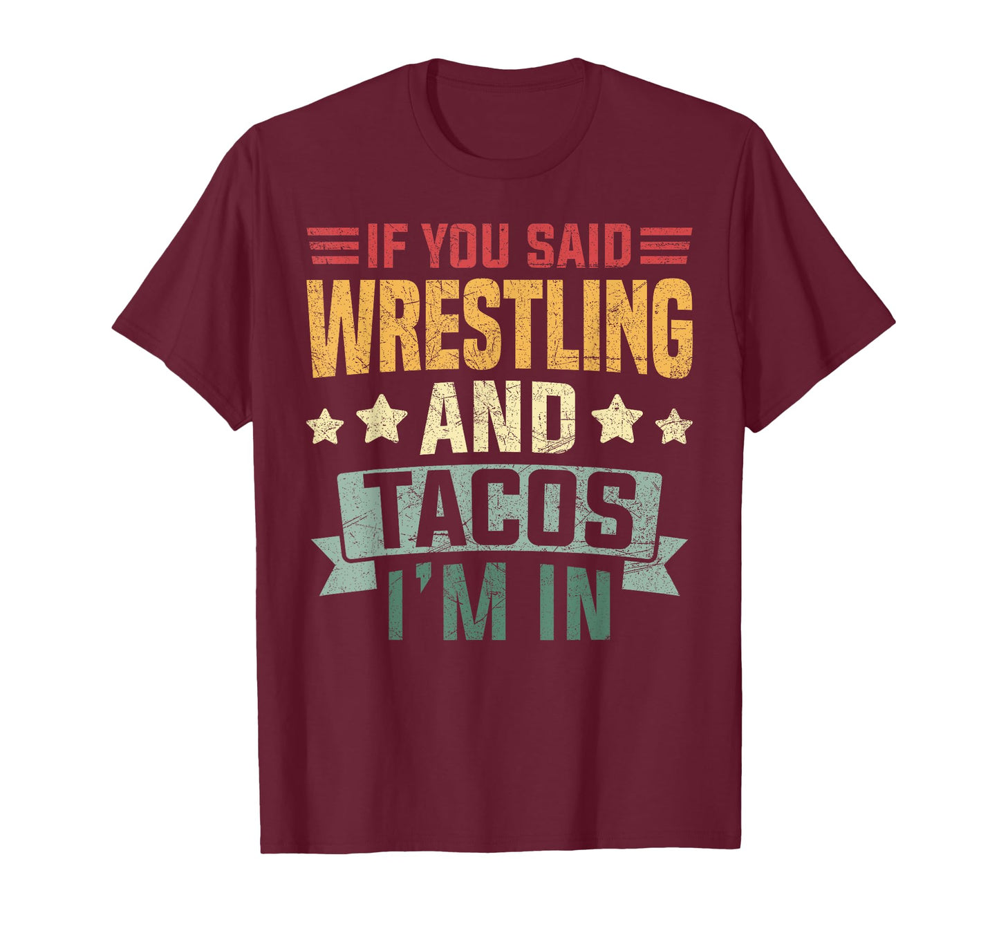 Vintage Funny Wrestling And Tacos Coach Men Boys T-Shirt