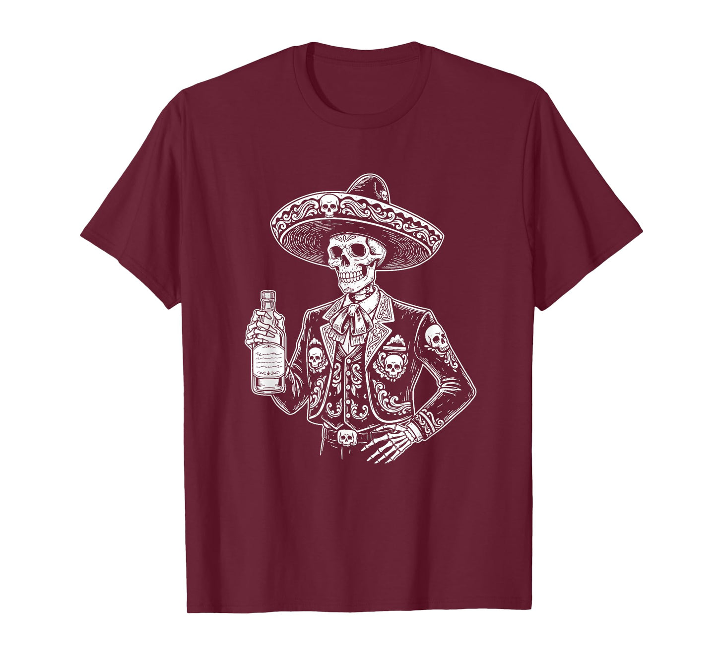 Vintage Skeleton Tequila Mexico Day of The Dead Mexican T-Shirt