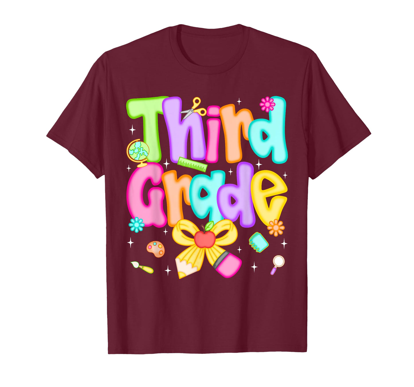 Preppy Third Grade Back To School 3rd Grade Teacher Girl Kid T-Shirt