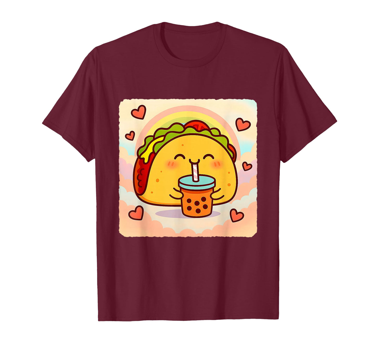 Taco Bubble Tea Lover Cute Anime Kawaii Rainbow T-Shirt