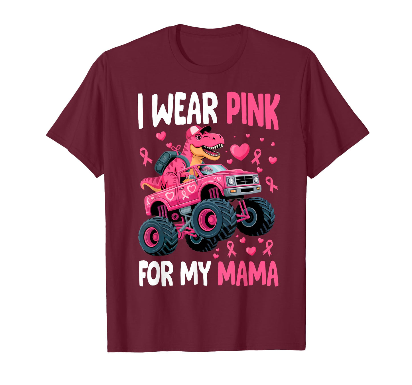 I Wear Pink for My Mama Breast Cancer Monster Truck Boy Kids T-Shirt