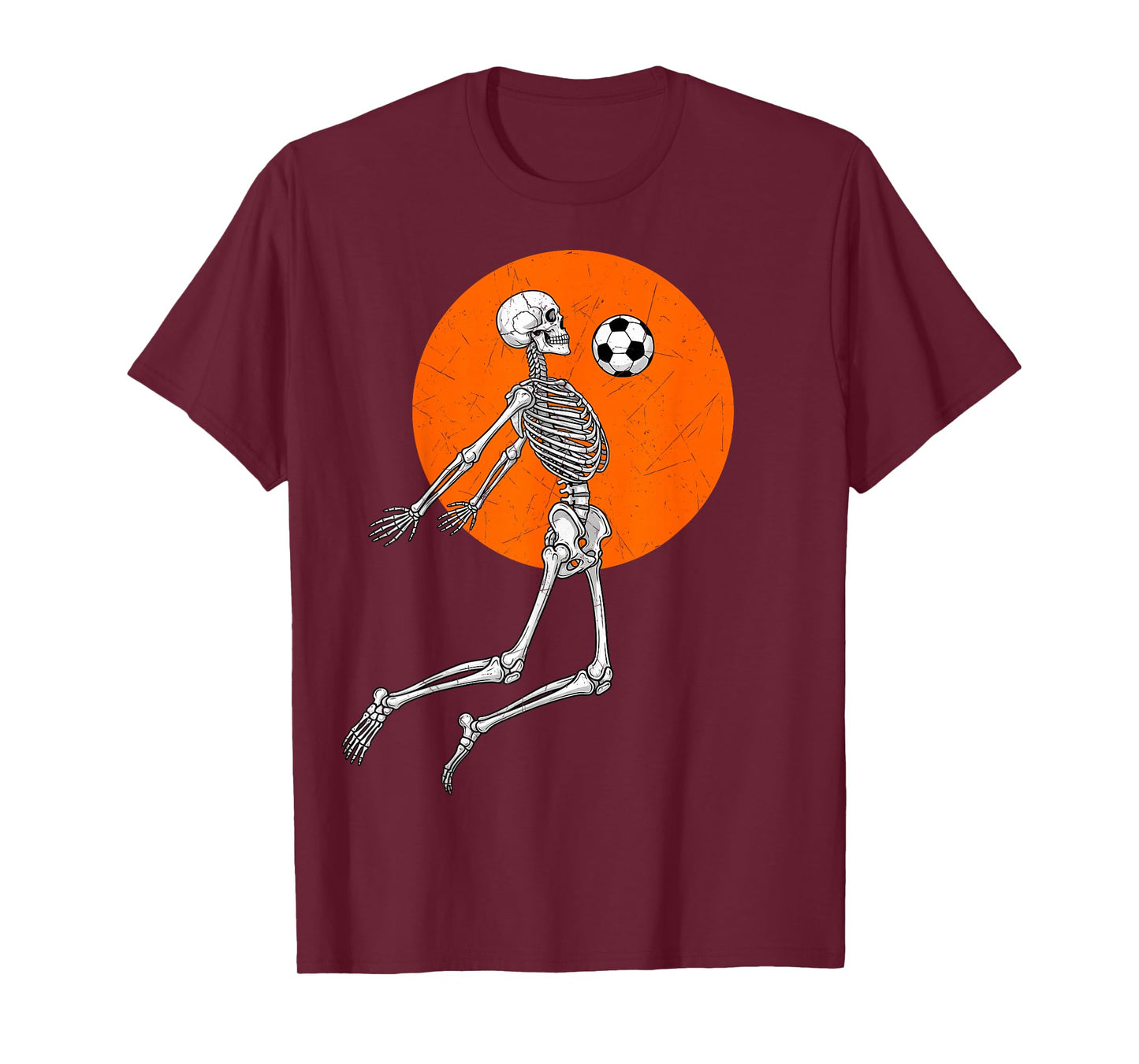 Skeleton Soccer Player Chest Stop Sports Fan Spooky Football T-Shirt