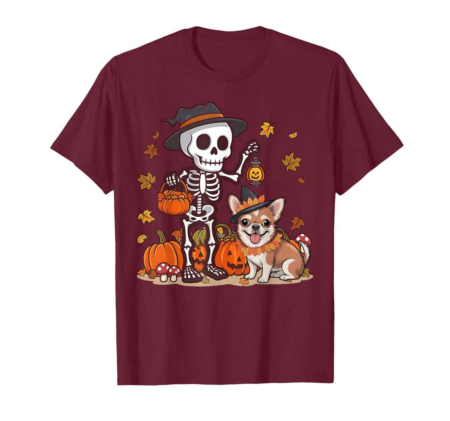 Funny Chihuahua Skeleton Spooky Dog Lover Halloween T-Shirt