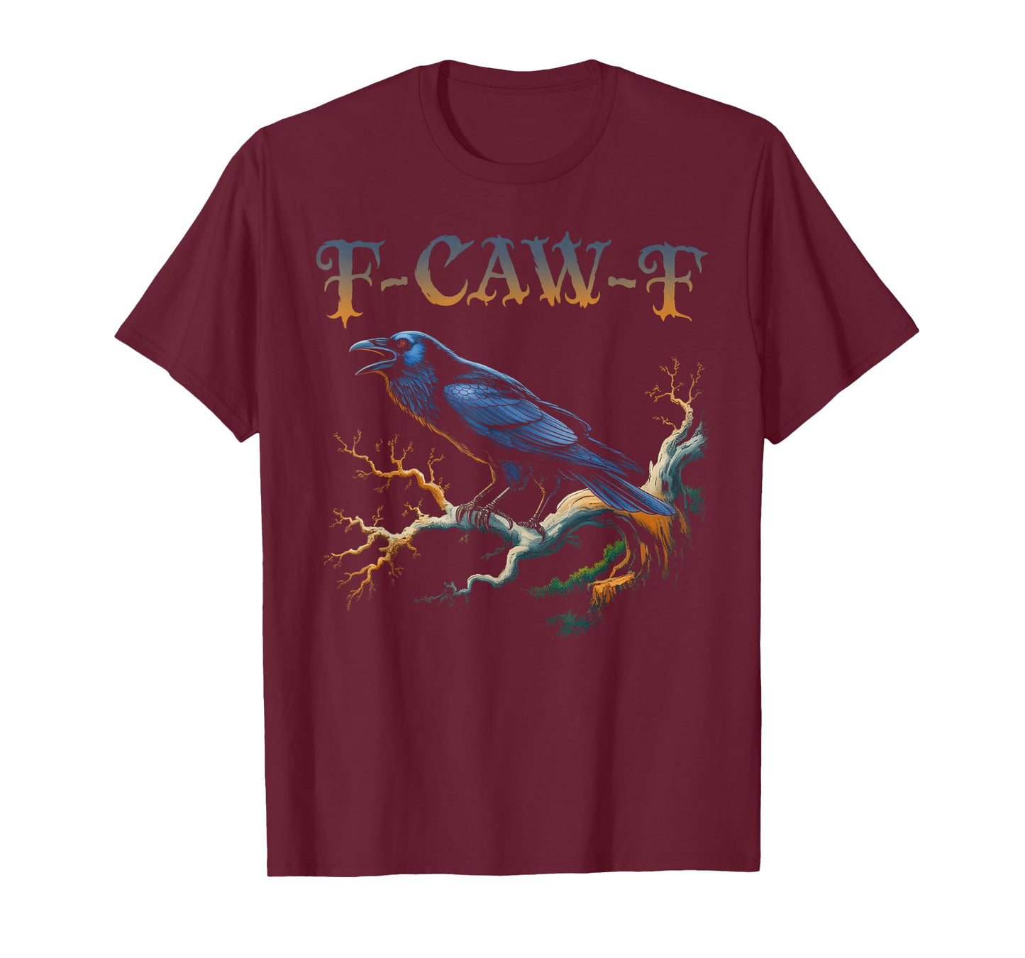 Black Crow, F-Caw-F Funny Black Bird Moon Gothic Adult Humor T-Shirt