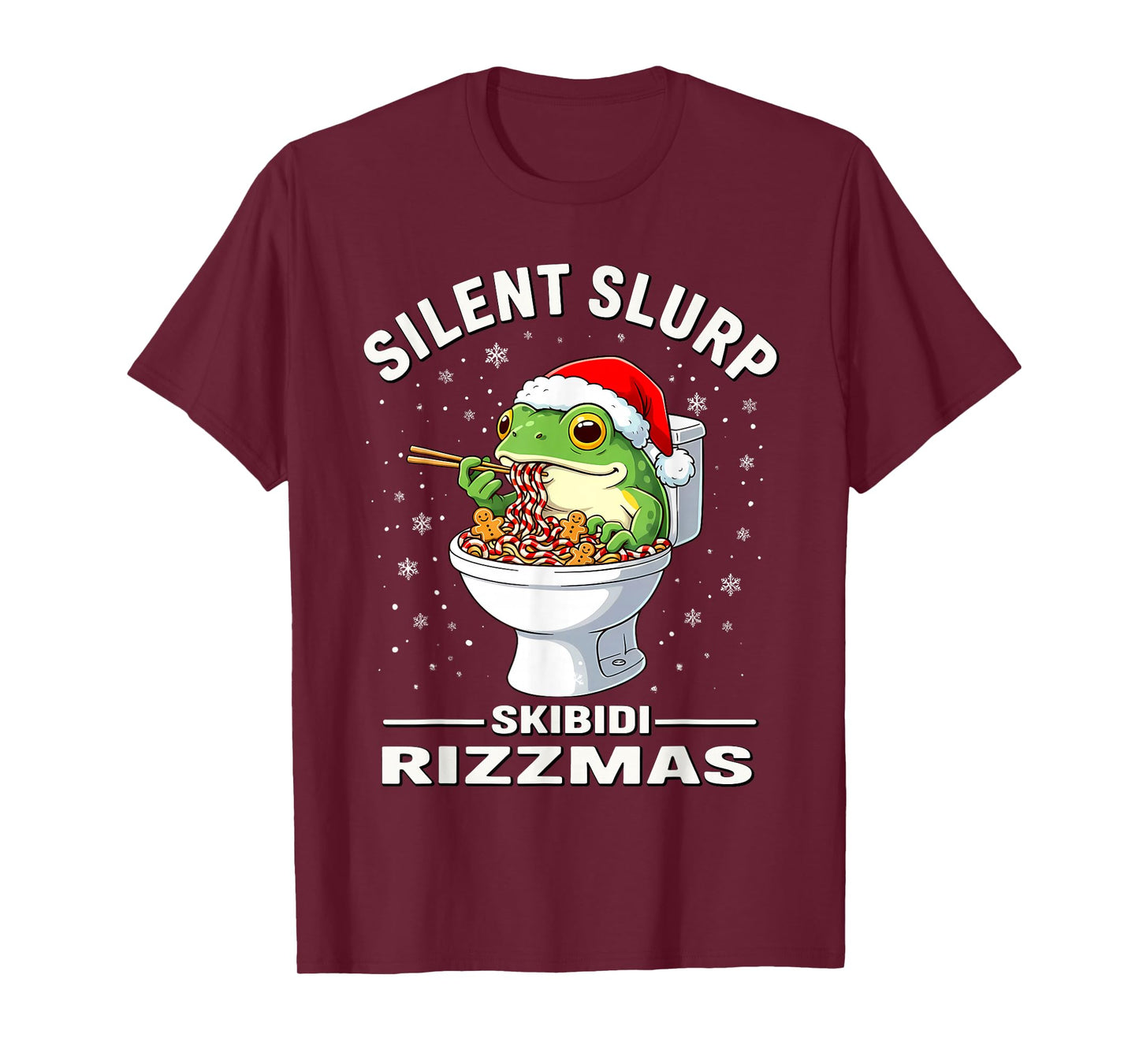 Silent Slurp – Skibidi Rizzmas Funny Christmas Meme T-Shirt