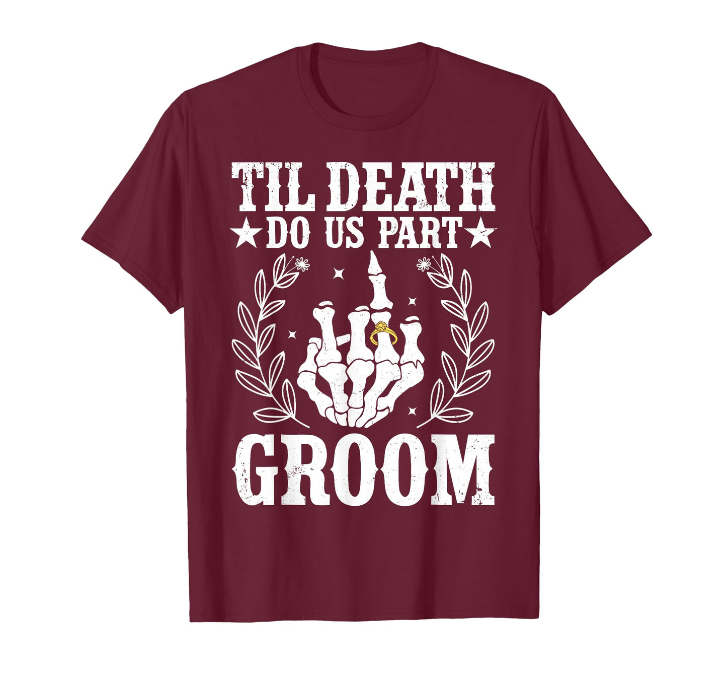 Halloween Wedding Til Death Do Us Part Groom Skeleton T-Shirt