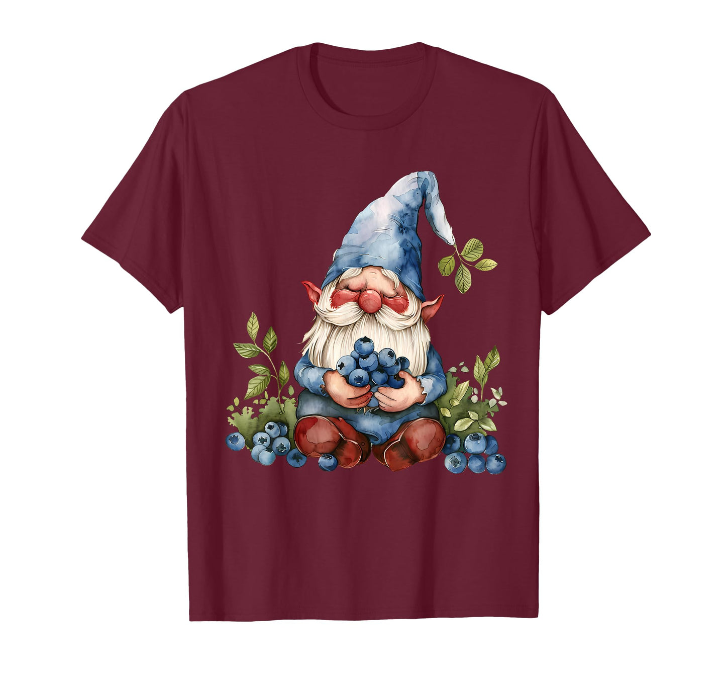 Blueberry Gnome Watercolor Artwork Nature Blueberries T-Shirt