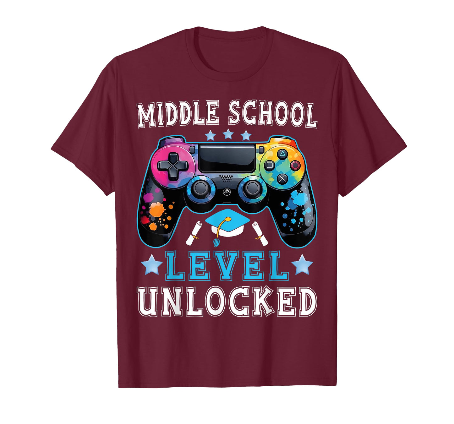 Middle School Level Unlocked Gamer First Day Back To School T-Shirt