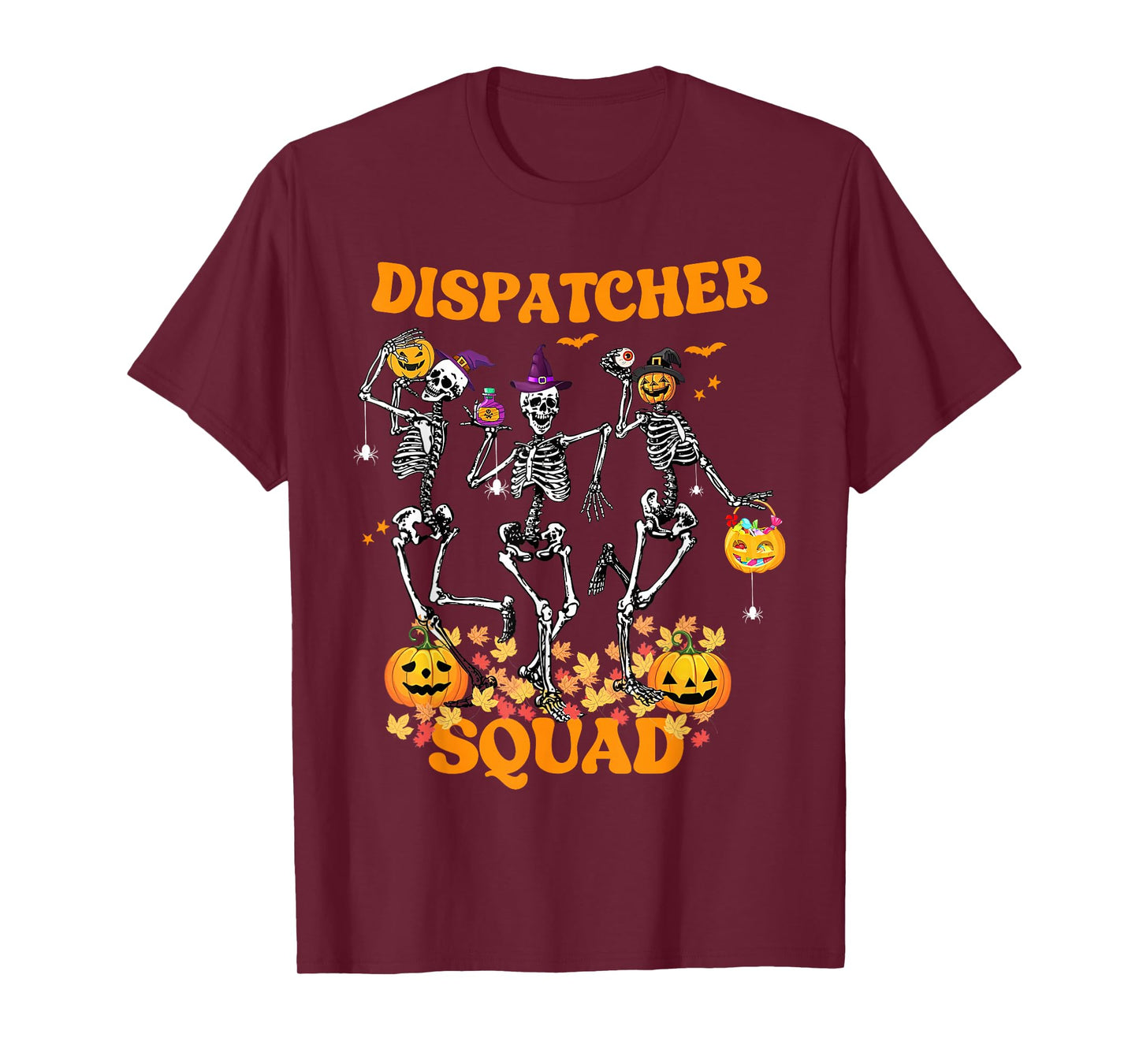 Spooky Dispatcher Squad Skeleton Dancing Dispatch Halloween T-Shirt