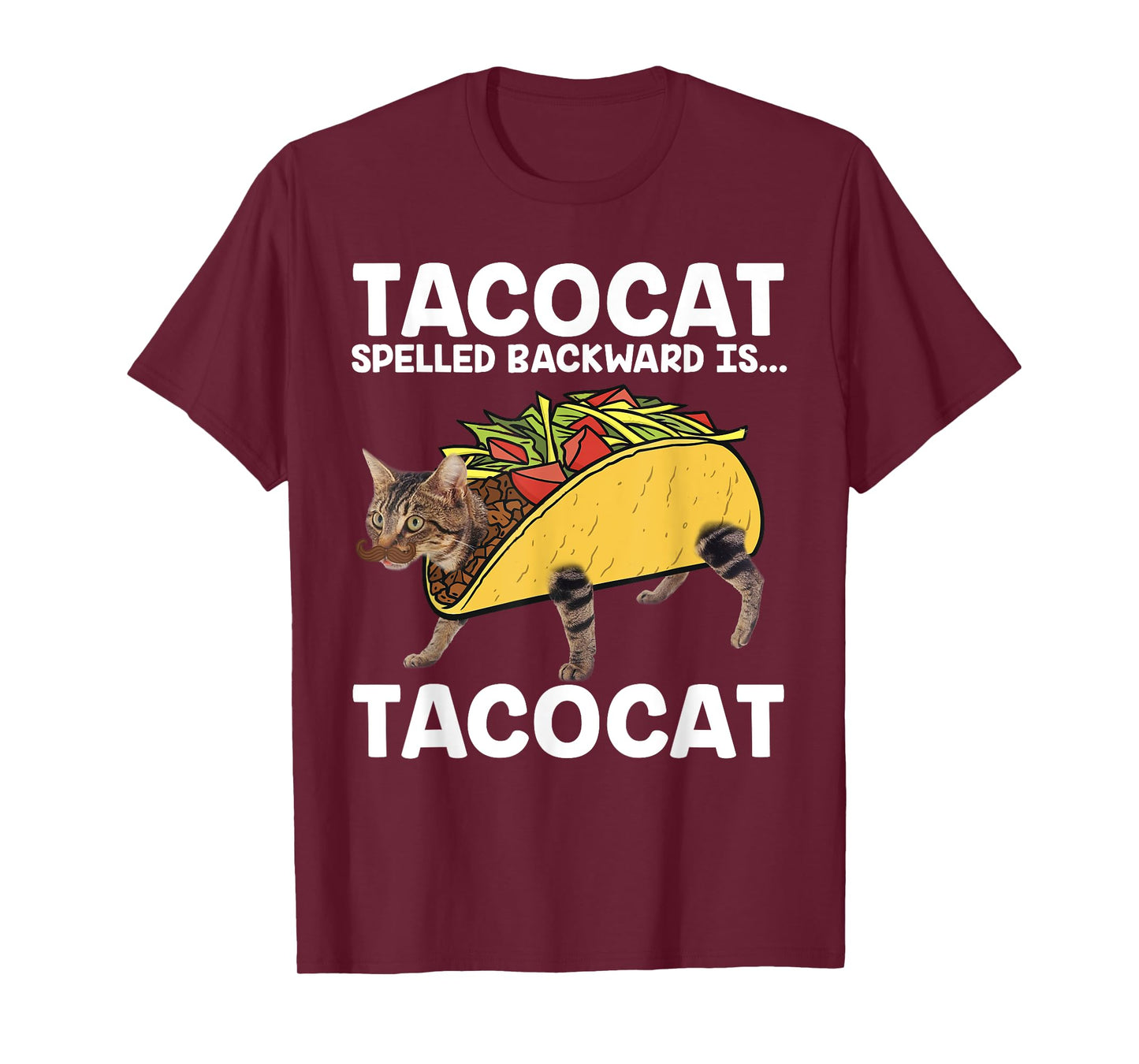 Taco & Cat T-Shirt - Tacocat Spelled Backward Is Tacocat Men Women Kids T-Shirt