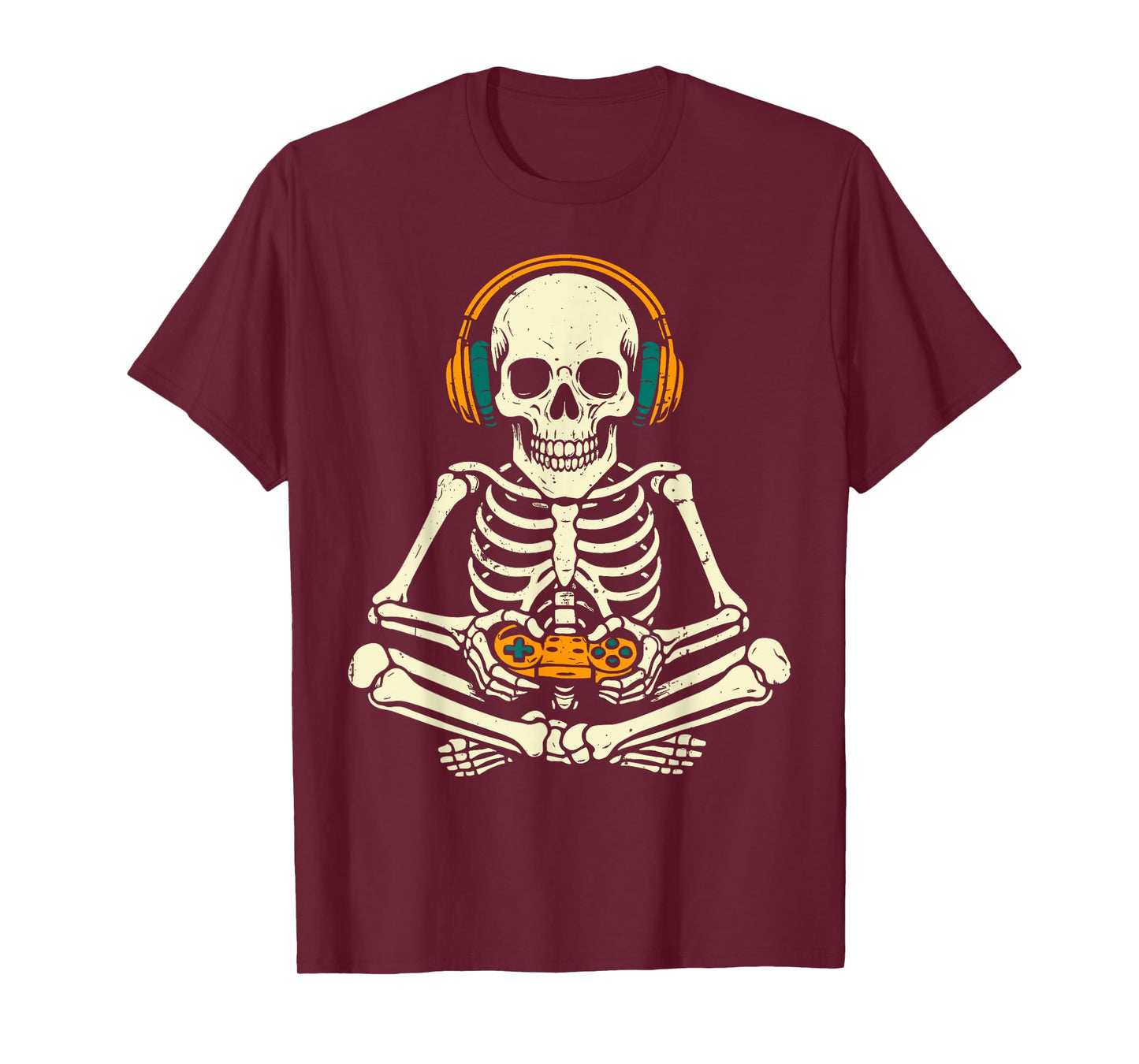 Halloween Skeleton Playing Video Game Boys Men Kids T-Shirt