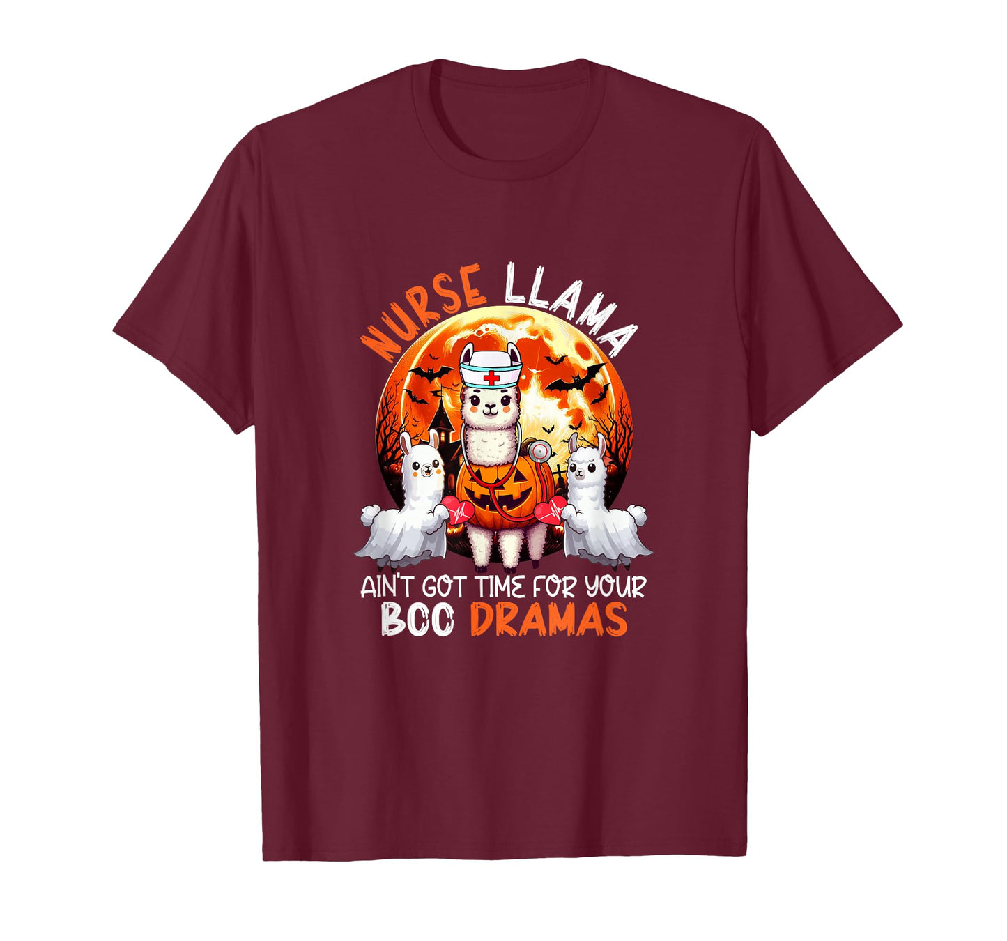 Nurse Llama Funny Sarcastic Boo Dramas Halloween Job Team T-Shirt